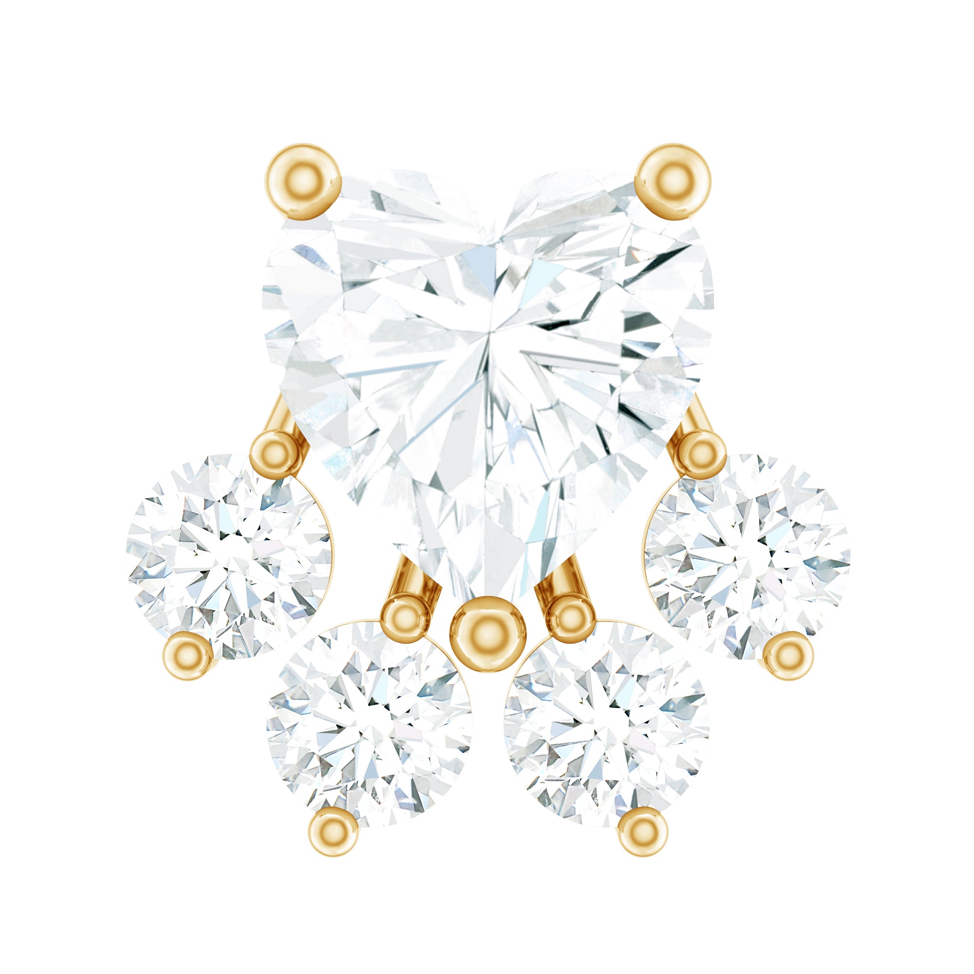 Heart Shape Diamond Dog Paw Earring for Helix Piercing Natural - ( HI-SI ) - Rosec Jewels