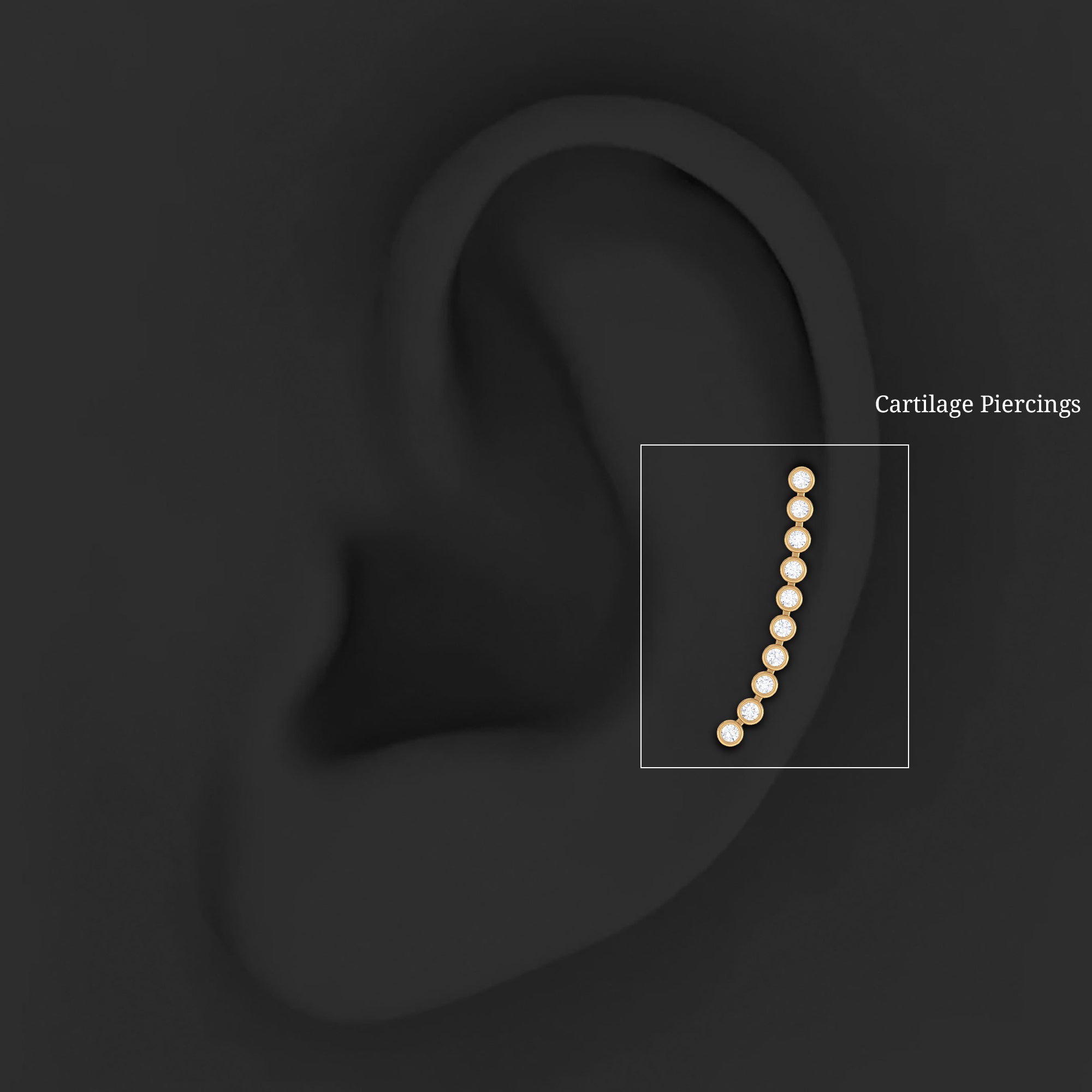 Diamond Ear Climber Earring for Cartilage Piercing Natural - ( HI-SI ) - Rosec Jewels