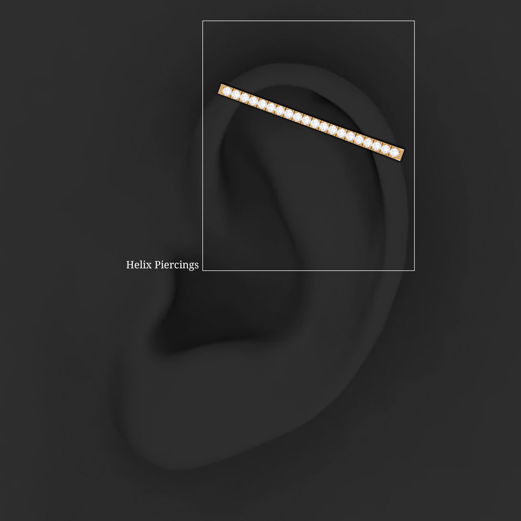 Pave Set Diamond Bar Ear Cuff No Piercing Natural - ( HI-SI ) - Rosec Jewels