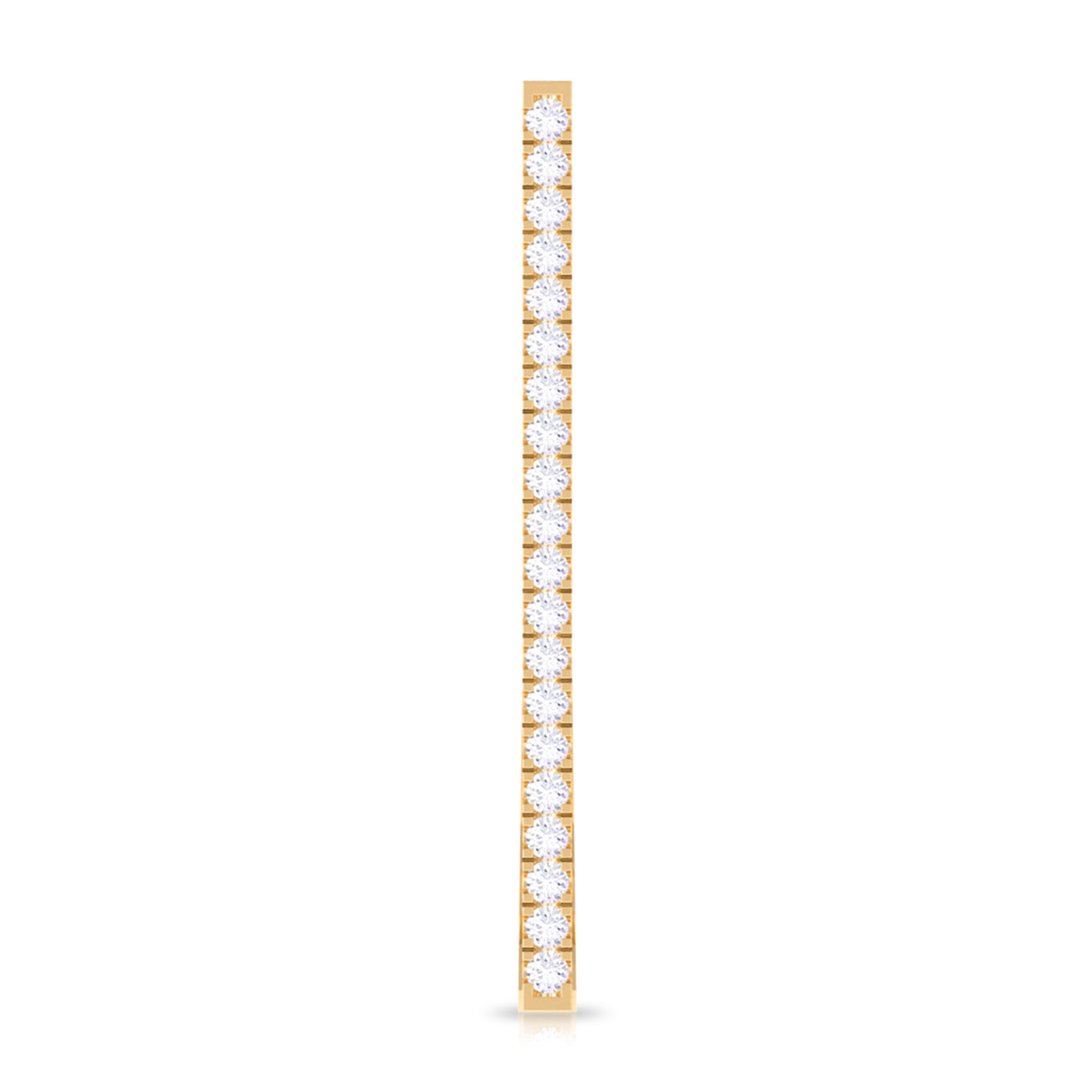Pave Set Diamond Bar Ear Cuff No Piercing Natural - ( HI-SI ) - Rosec Jewels