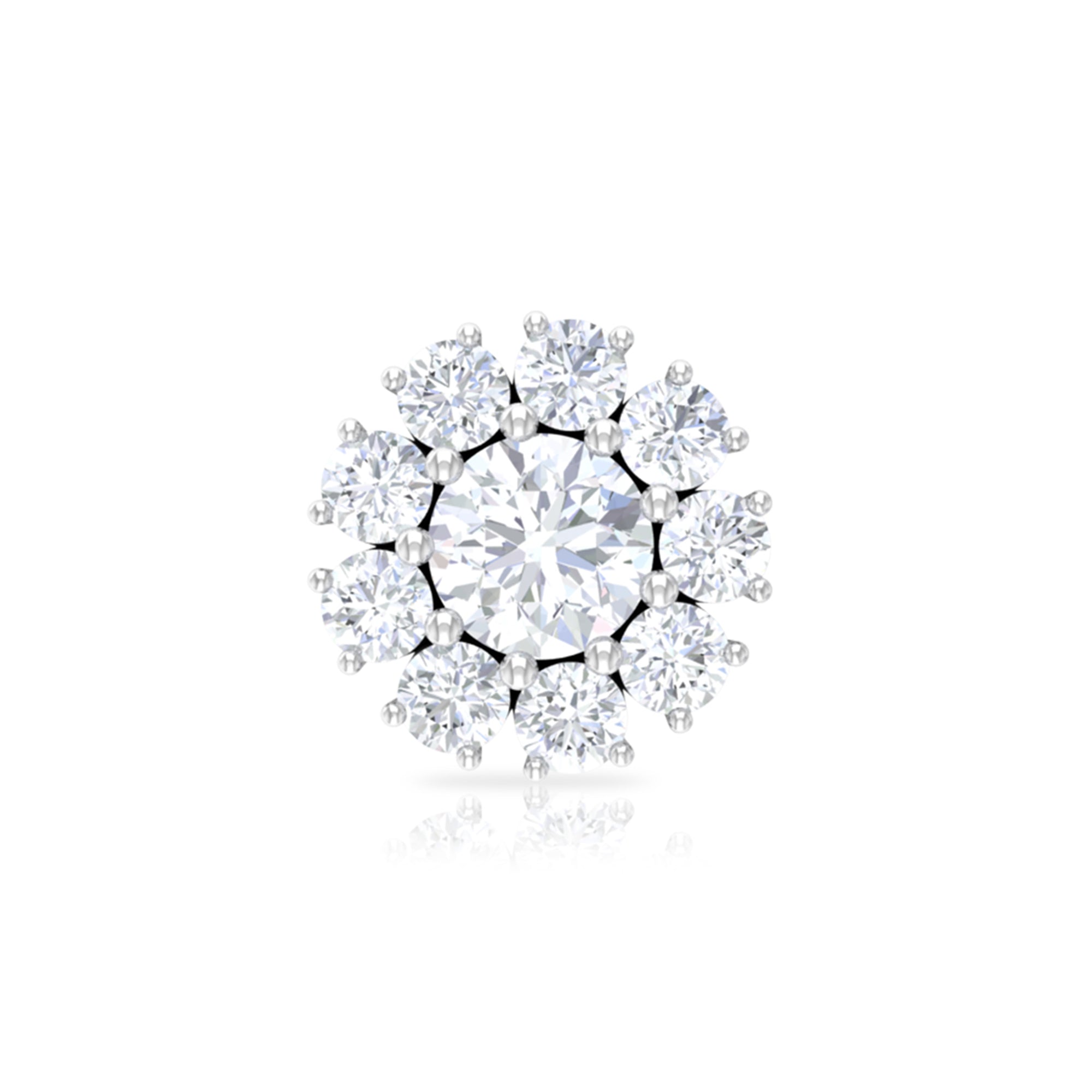 Rosec Jewels-Certified Diamond Cluster Stud Earring with Flat Back