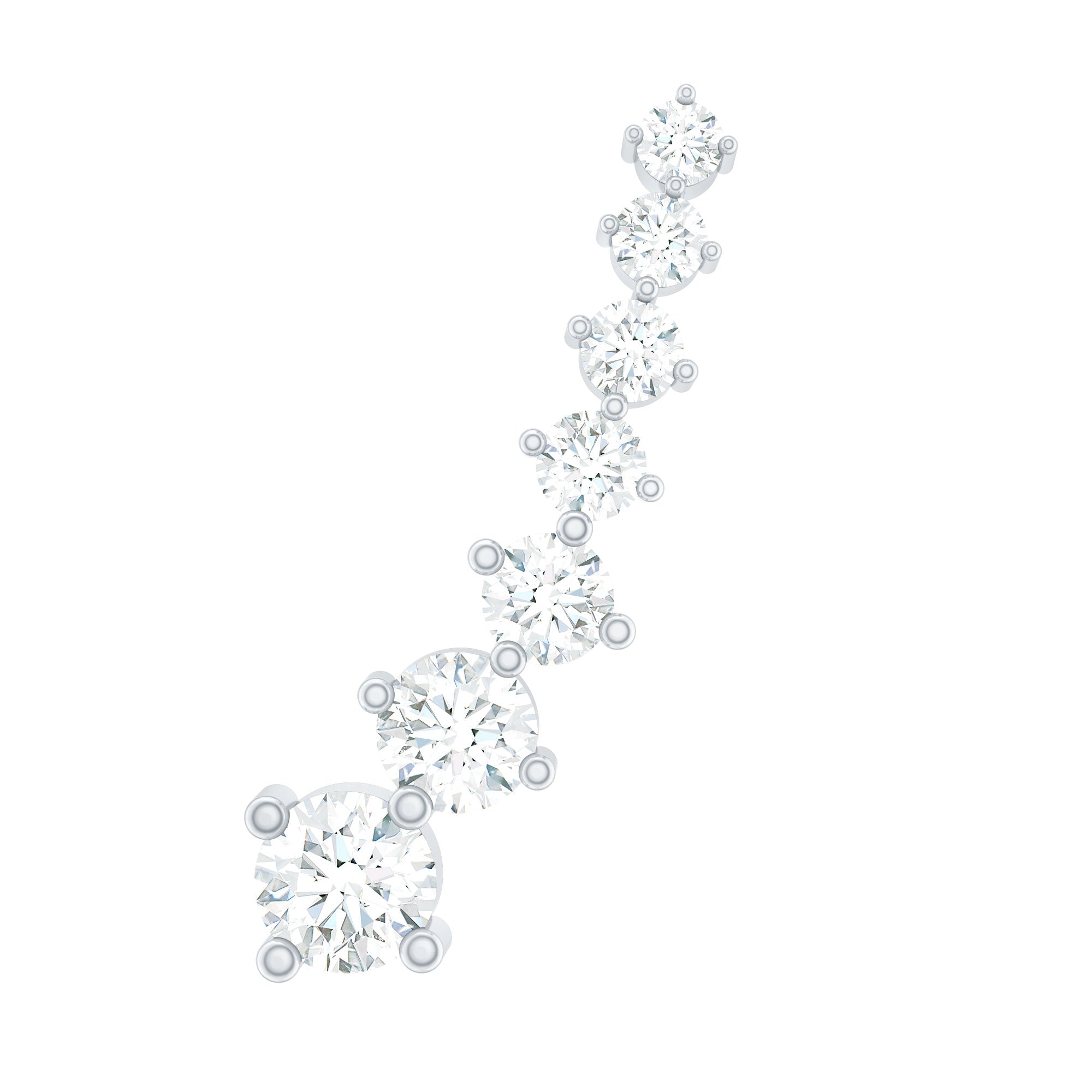 Graduated Style Diamond Ear Climber Earring Natural - ( HI-SI ) - Rosec Jewels
