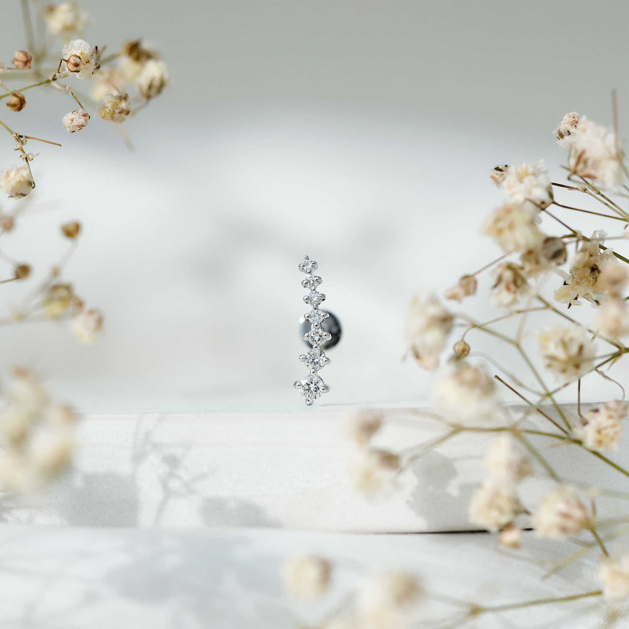 Graduated Style Diamond Ear Climber Earring Natural - ( HI-SI ) - Rosec Jewels