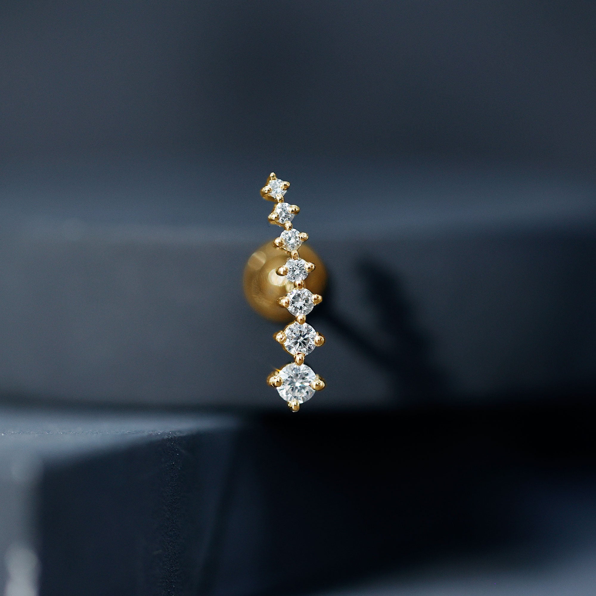 Graduated Style Diamond Ear Climber Earring Natural - ( HI-SI ) - Rosec Jewels