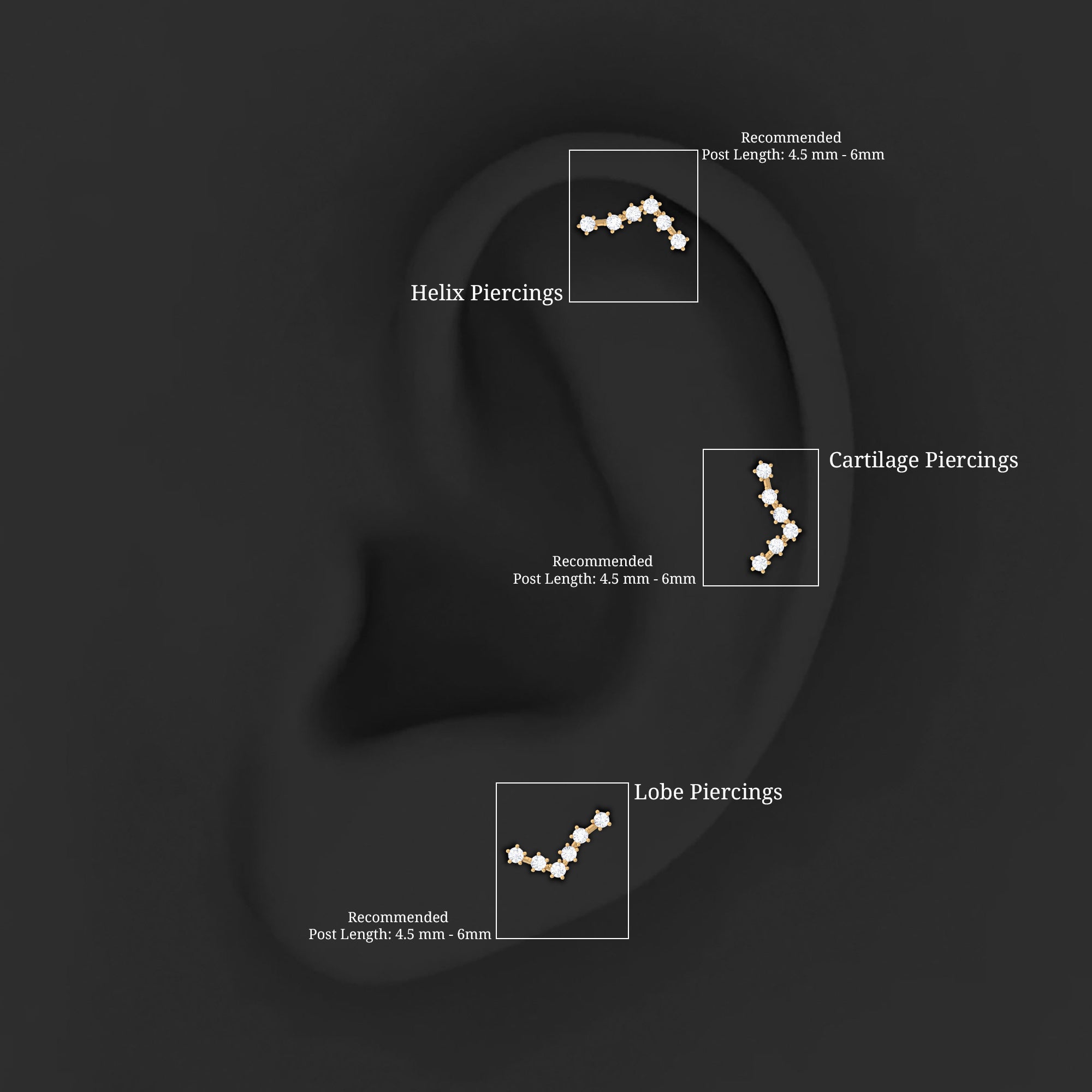 Rosec Jewels-Diamond Pisces Zodiac Earring for Cartilage Piercing