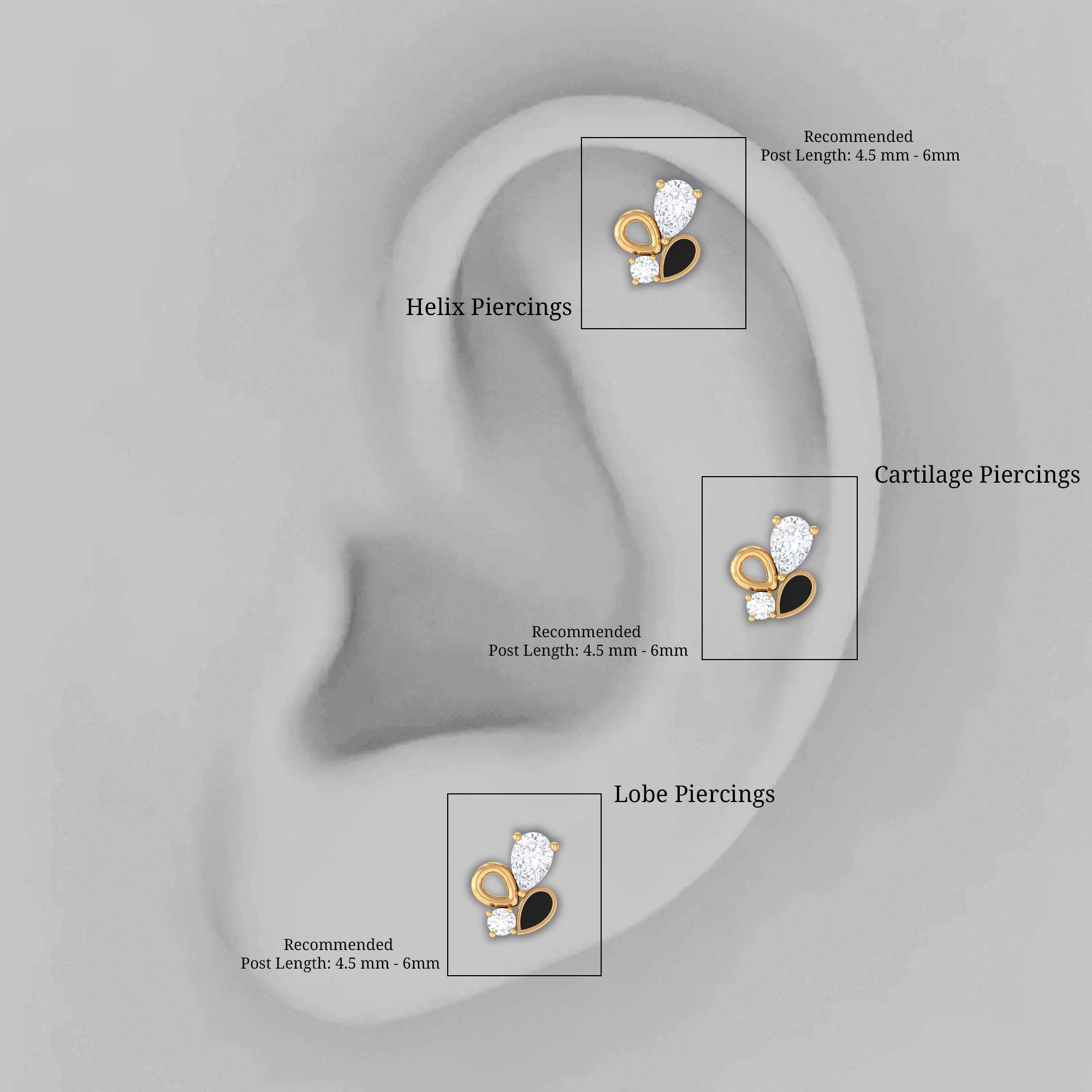 Rosec Jewels-Diamond Helix Earring with Black Enamel