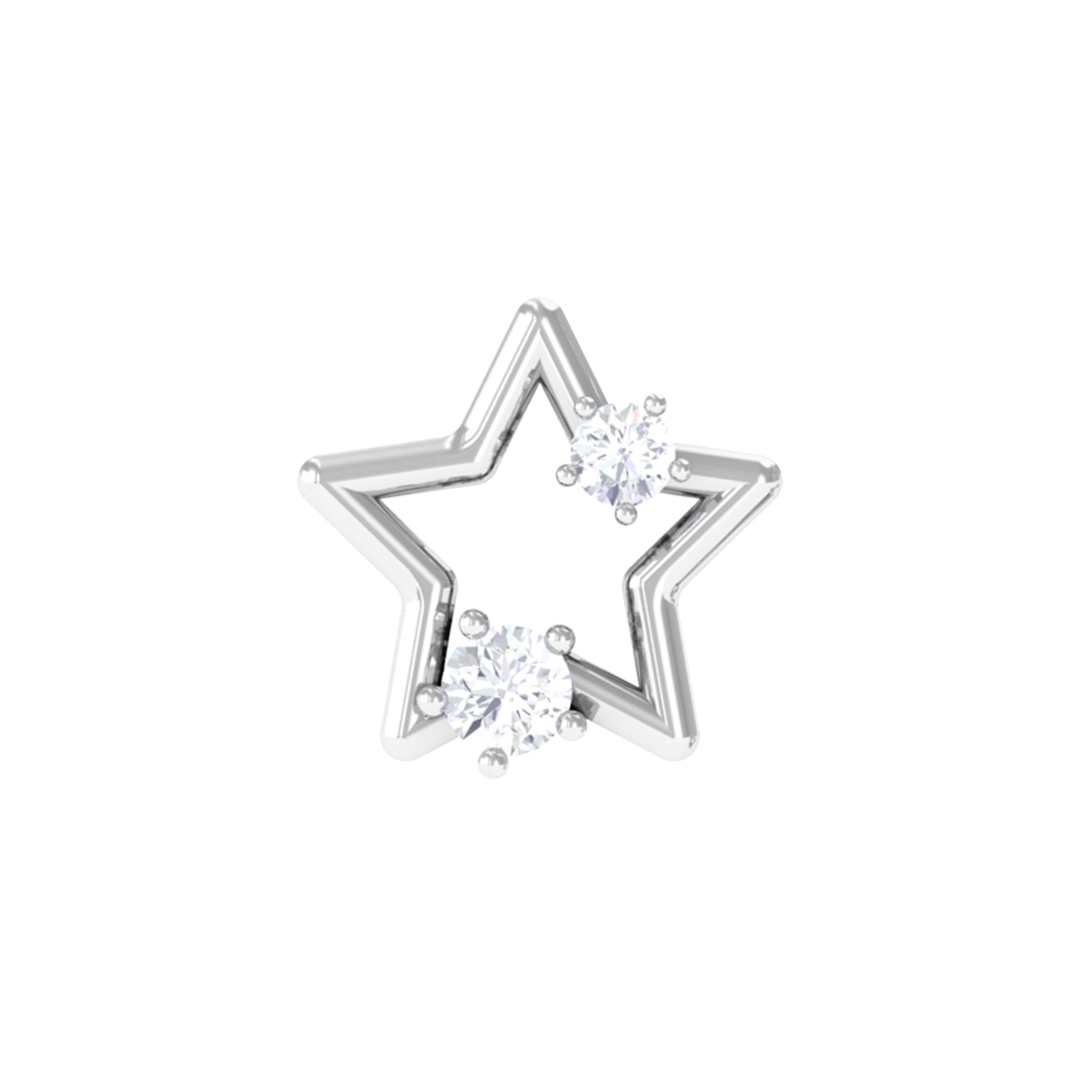 Certified Diamond Star Earring for Upper Lobe Piercing Natural - ( HI-SI ) - Rosec Jewels