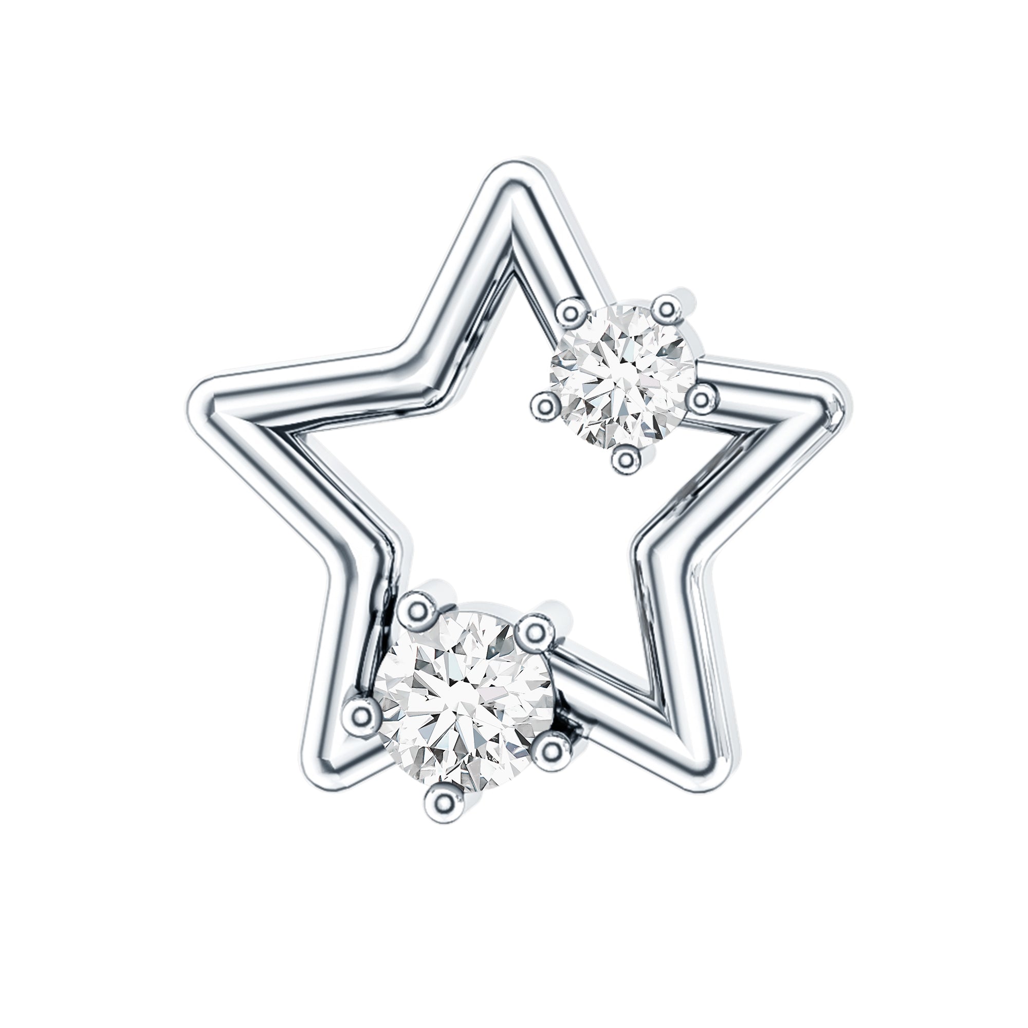 Certified Diamond Star Earring for Upper Lobe Piercing Natural - ( HI-SI ) - Rosec Jewels