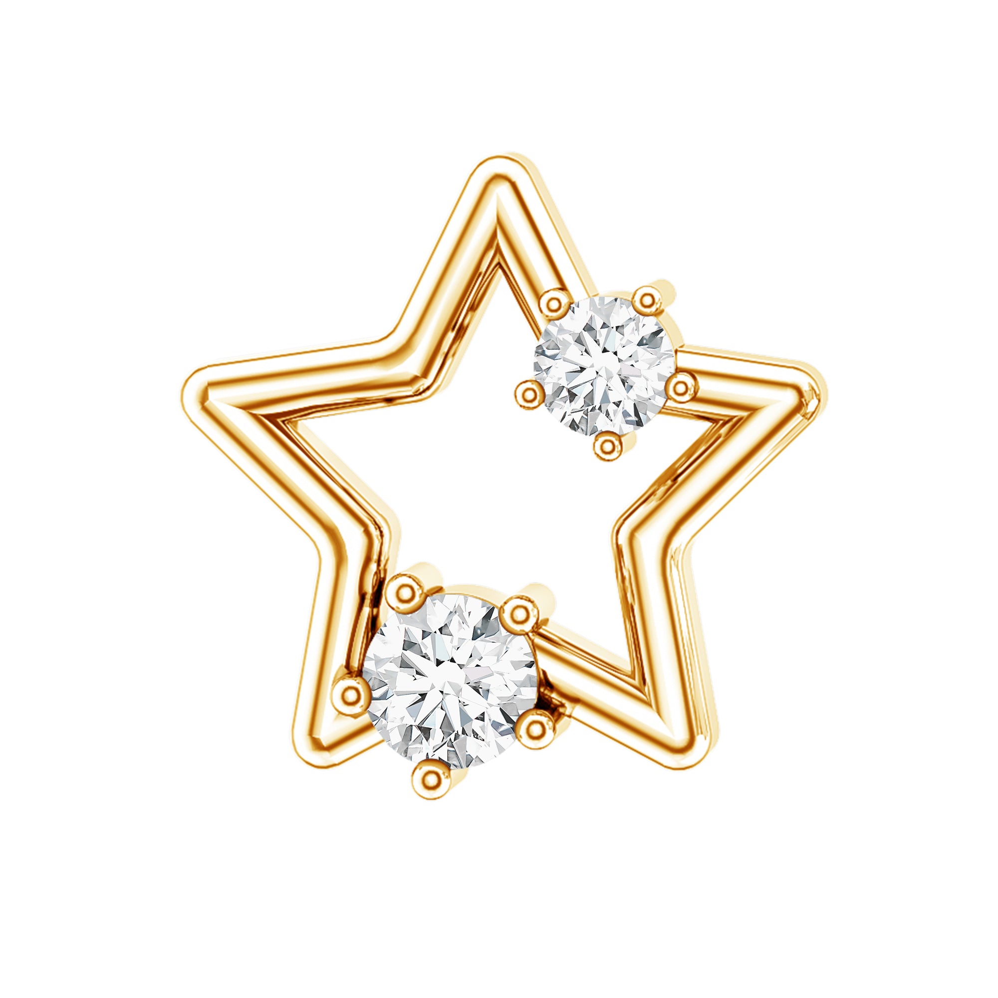 Certified Diamond Star Earring for Upper Lobe Piercing Natural - ( HI-SI ) - Rosec Jewels