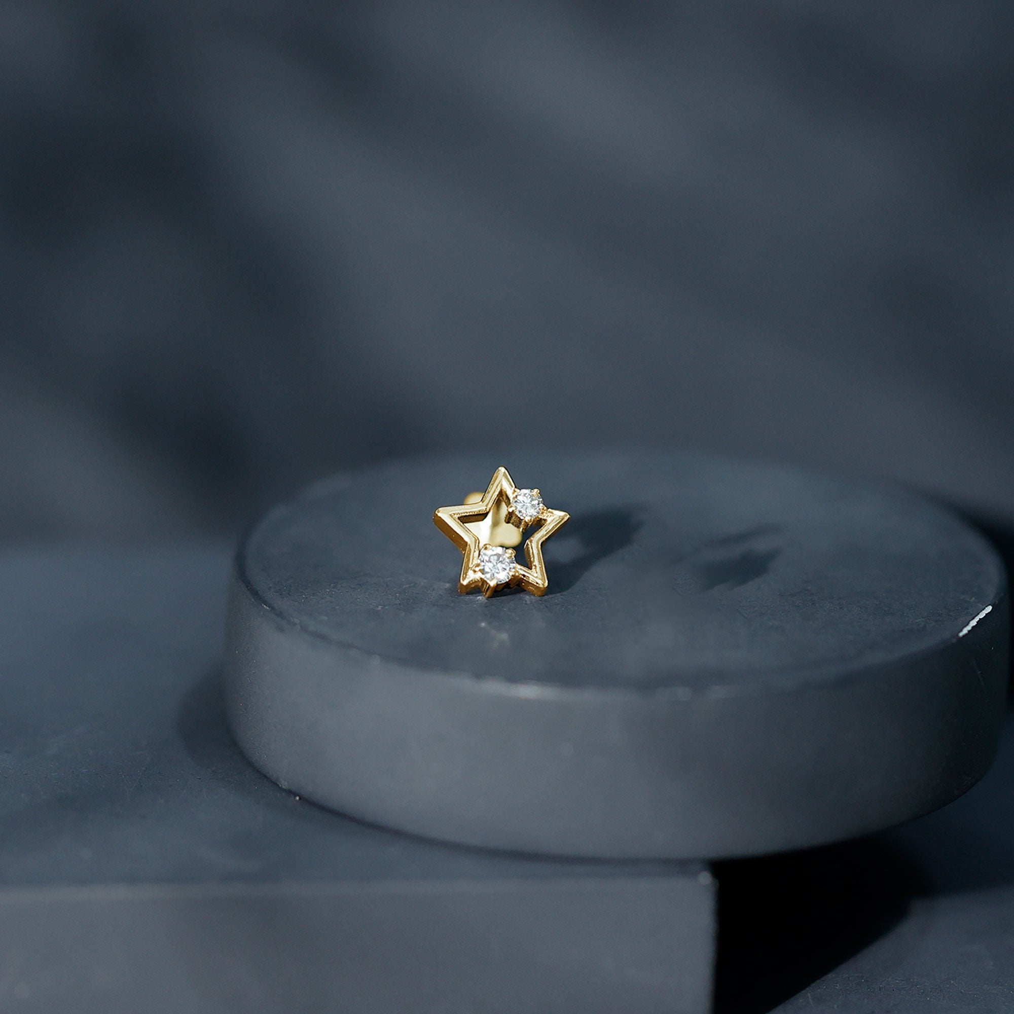 Certified Diamond Star Earring for Upper Lobe Piercing Natural - ( HI-SI ) - Rosec Jewels