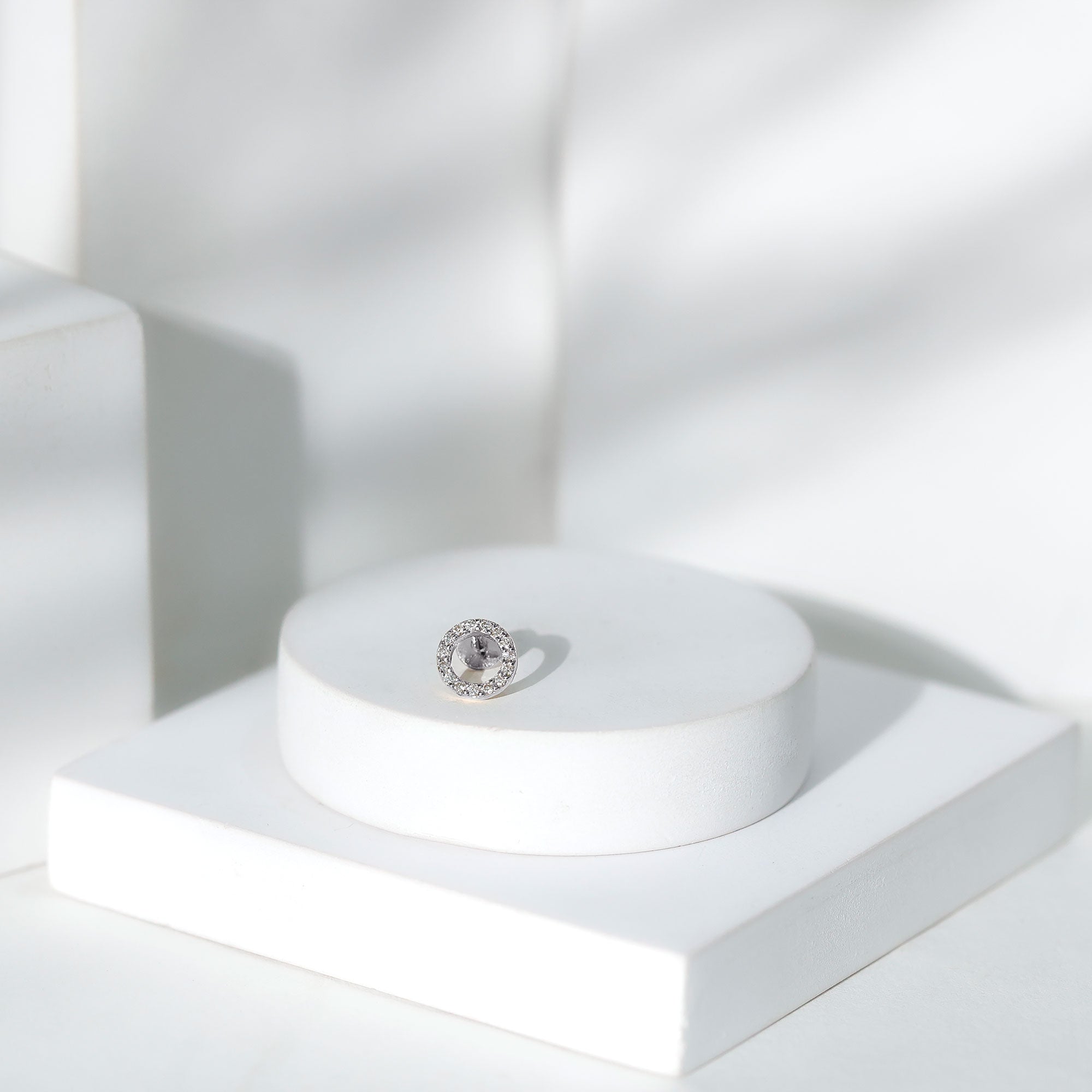 Simple Diamond Open Circle Earring with Flat Back Natural - ( HI-SI ) - Rosec Jewels
