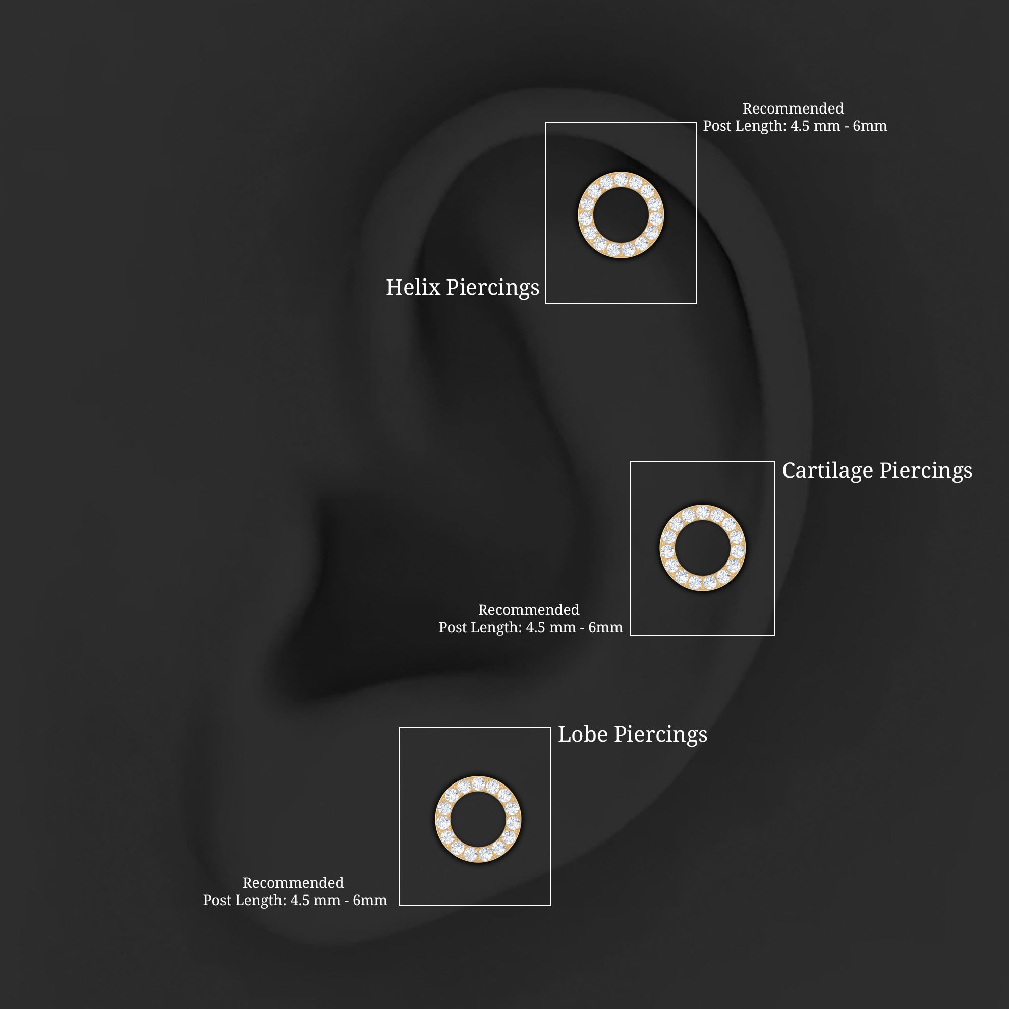 Simple Diamond Open Circle Earring with Flat Back Natural - ( HI-SI ) - Rosec Jewels