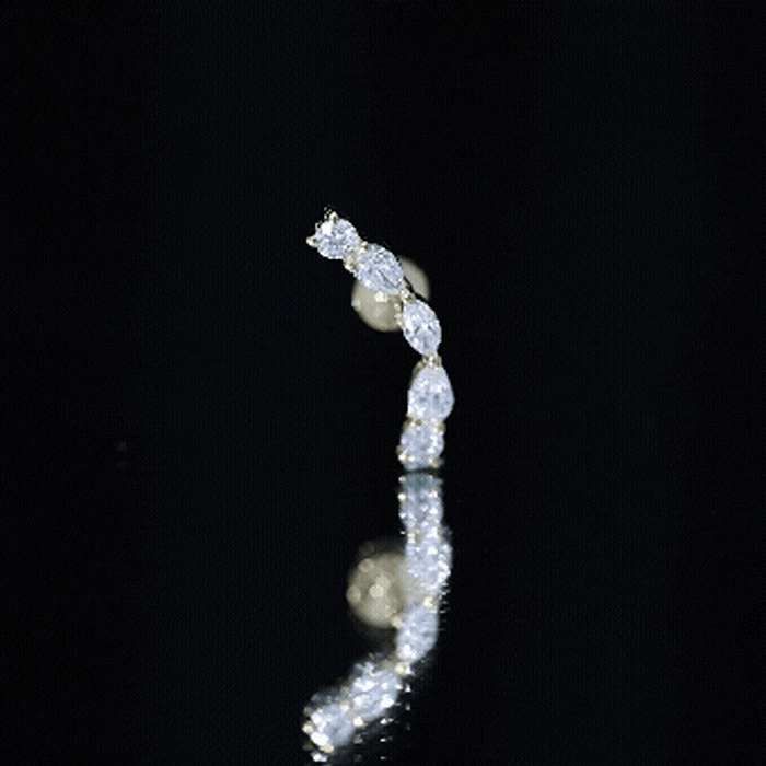Pear Diamond Ear Crawler Earring for Helix Piercing Natural - ( HI-SI ) - Rosec Jewels