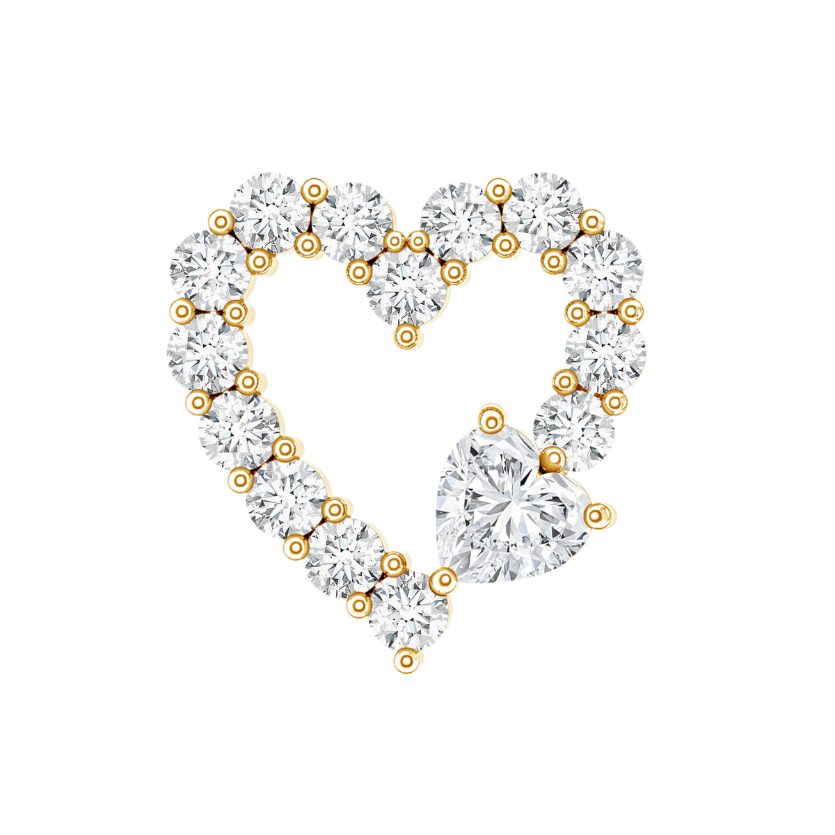 Diamond Heart Shape Cartilage Earring Natural - ( HI-SI ) - Rosec Jewels