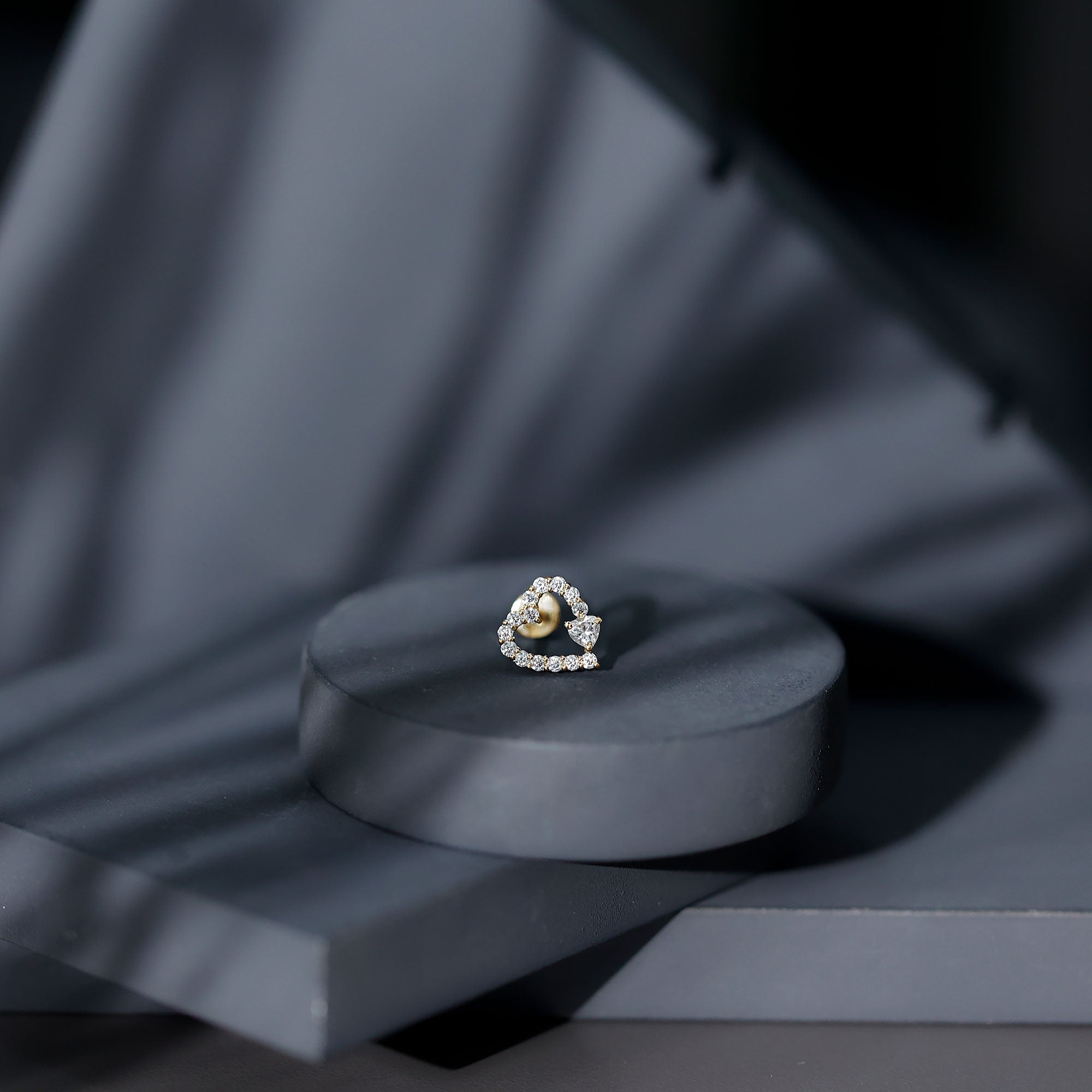 Diamond Heart Shape Cartilage Earring Natural - ( HI-SI ) - Rosec Jewels