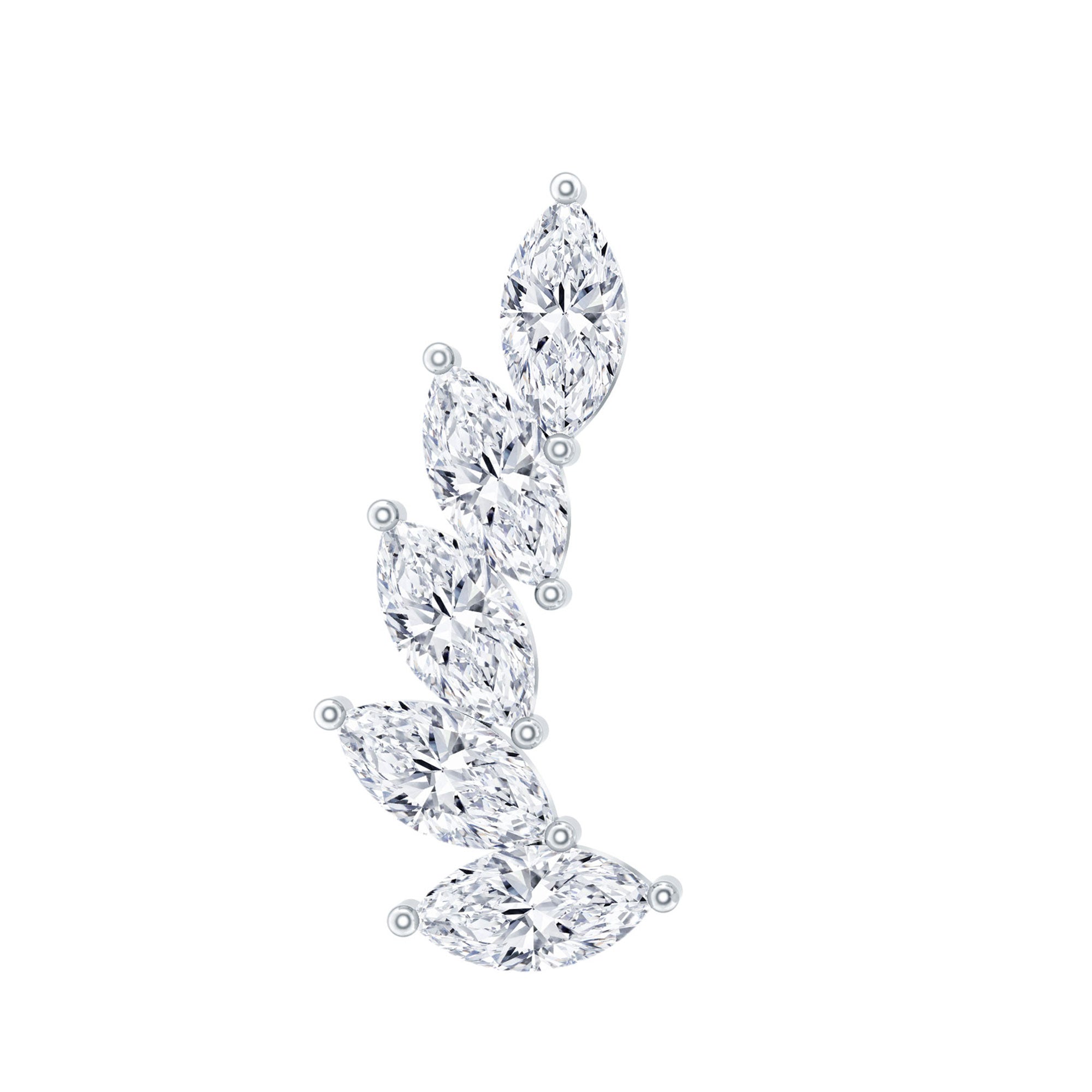 Marquise Moissanite Curved Helix Ear Crawler Earring D-VS1 - Rosec Jewels