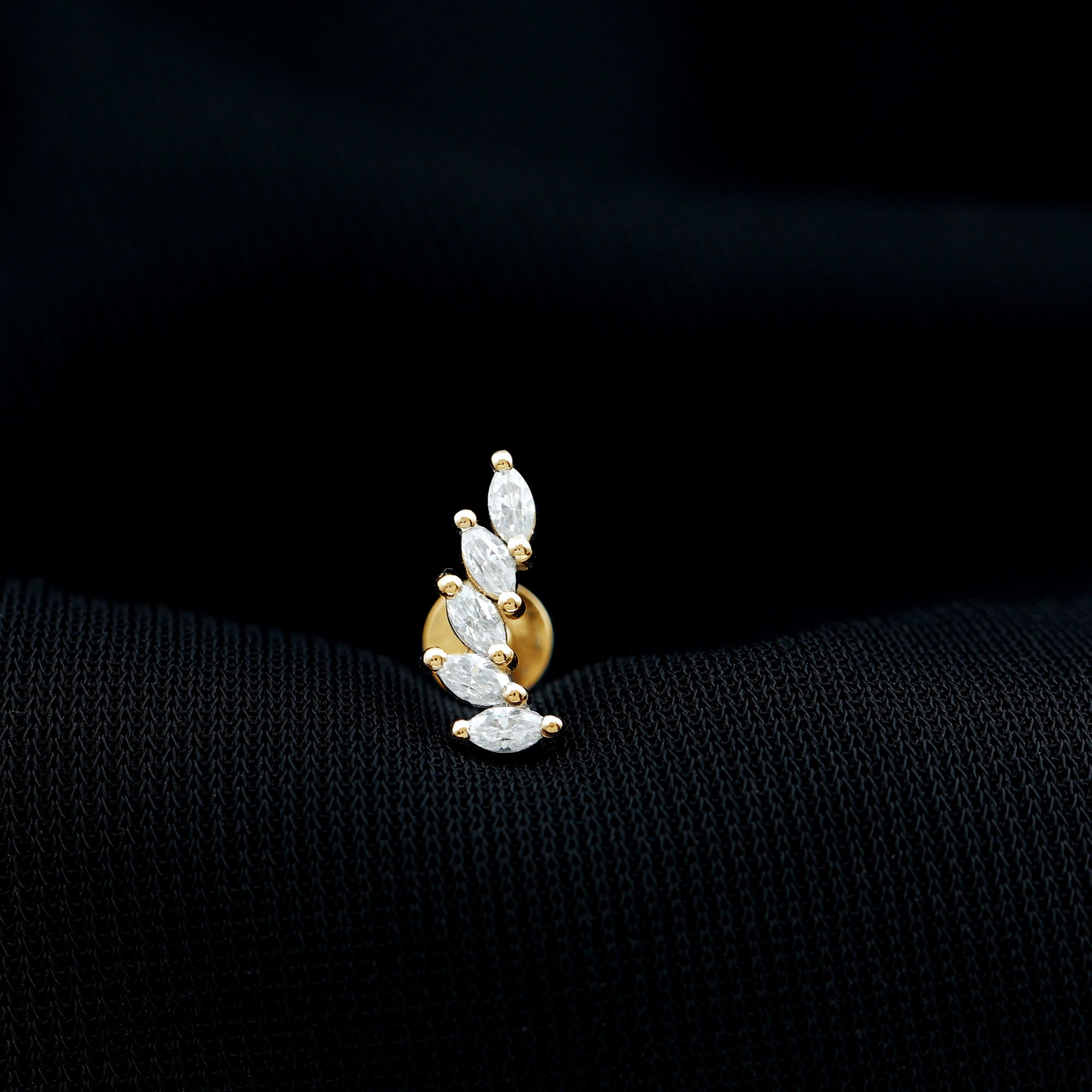 Marquise Moissanite Curved Helix Ear Crawler Earring D-VS1 - Rosec Jewels