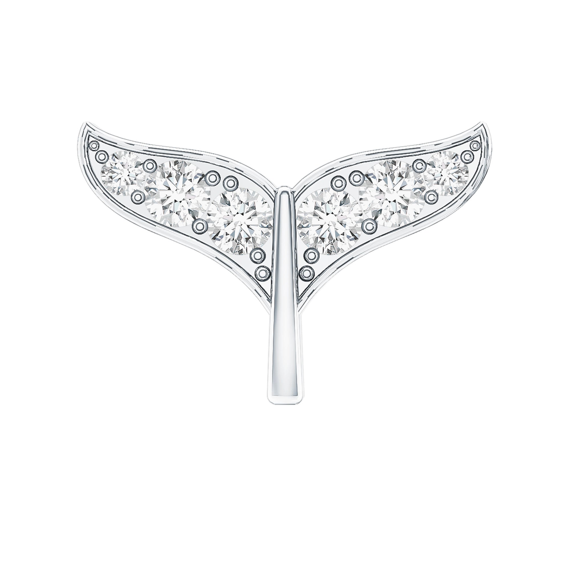 Moissanite Whale Tail Earring for Cartilage Piercing D-VS1 - Rosec Jewels