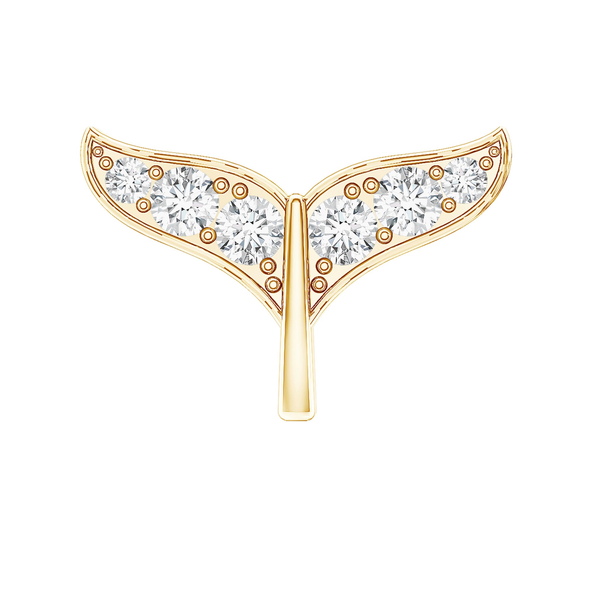 Moissanite Whale Tail Earring for Cartilage Piercing D-VS1 - Rosec Jewels