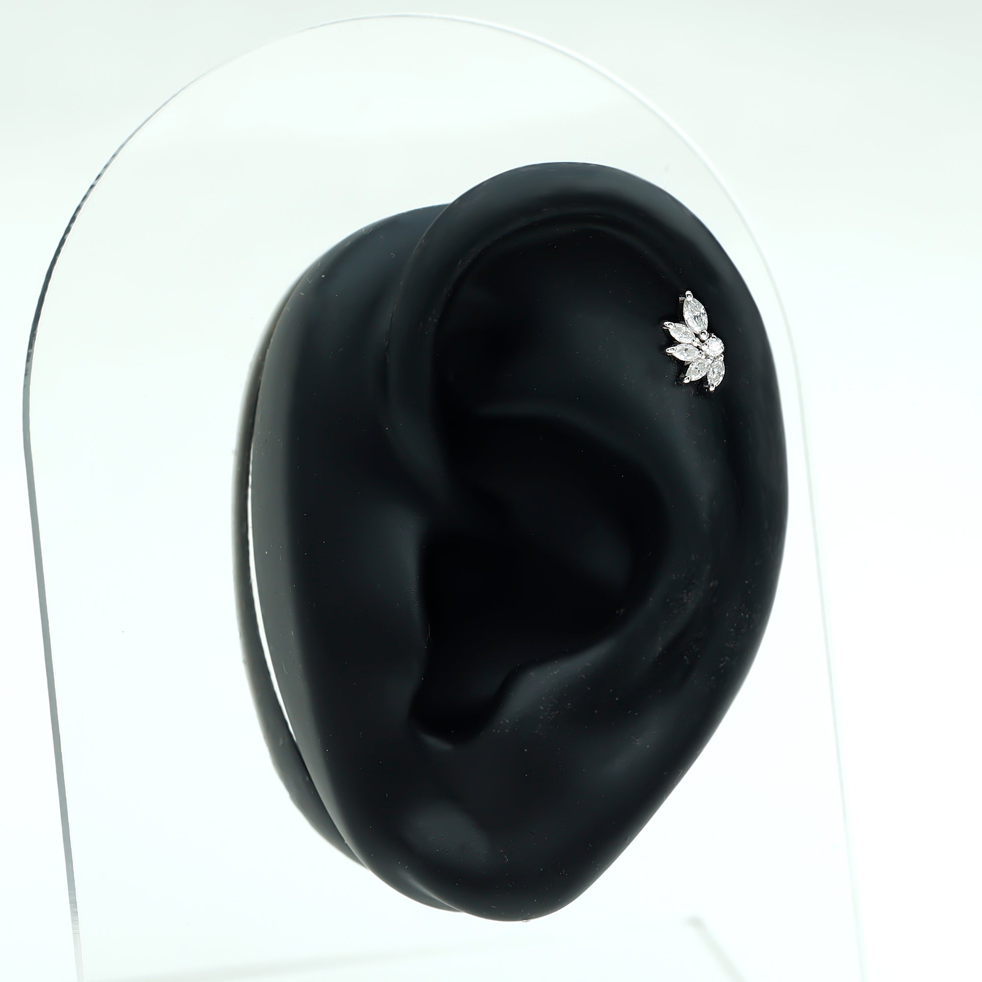 Marquise and Round Cut Moissanite Earring for Cartilage Piercing D-VS1 - Rosec Jewels