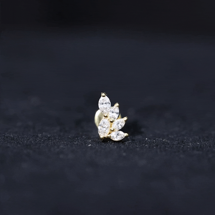 Marquise Moissanite Cluster Earring for Helix Piercing D-VS1 - Rosec Jewels