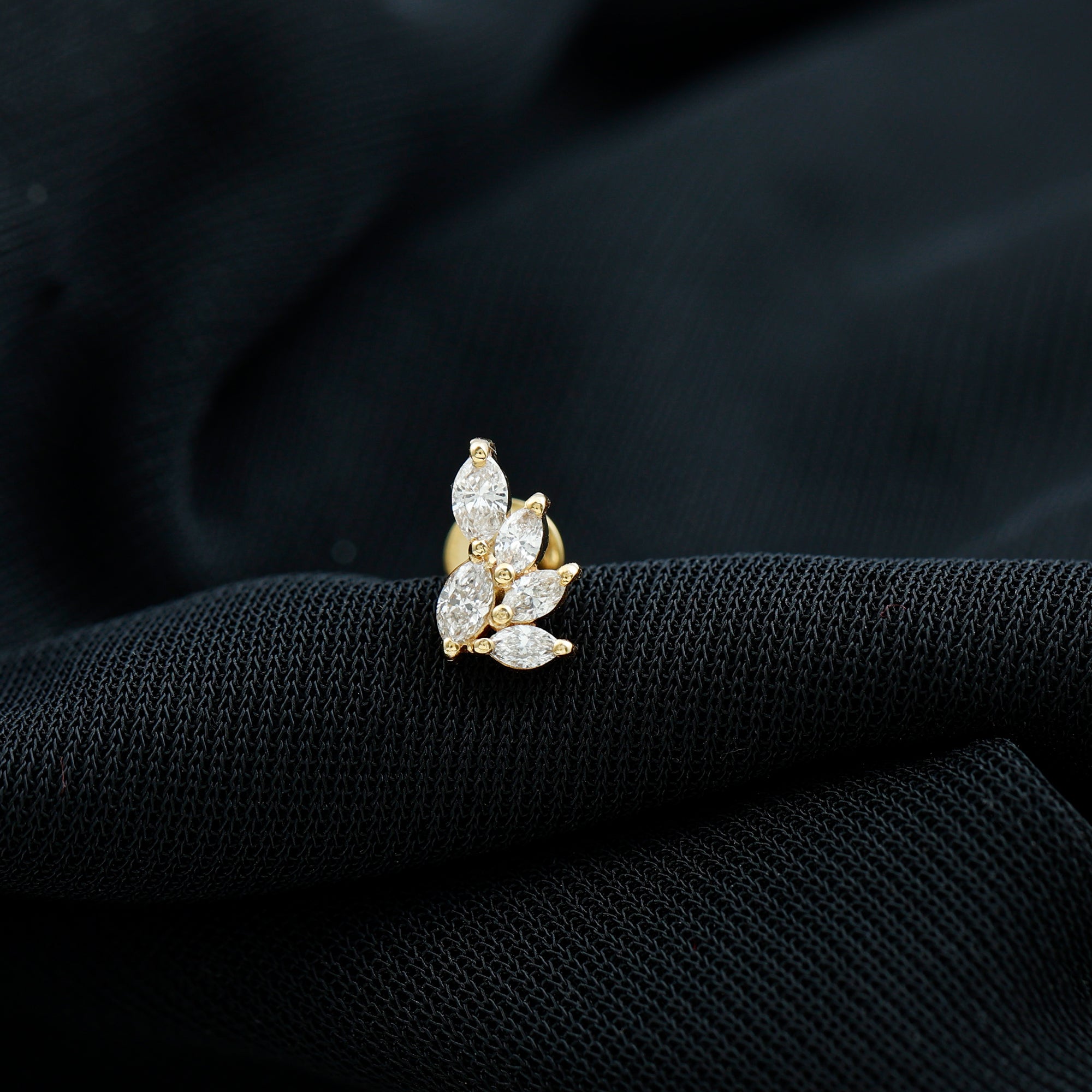 Marquise Moissanite Cluster Earring for Helix Piercing D-VS1 - Rosec Jewels