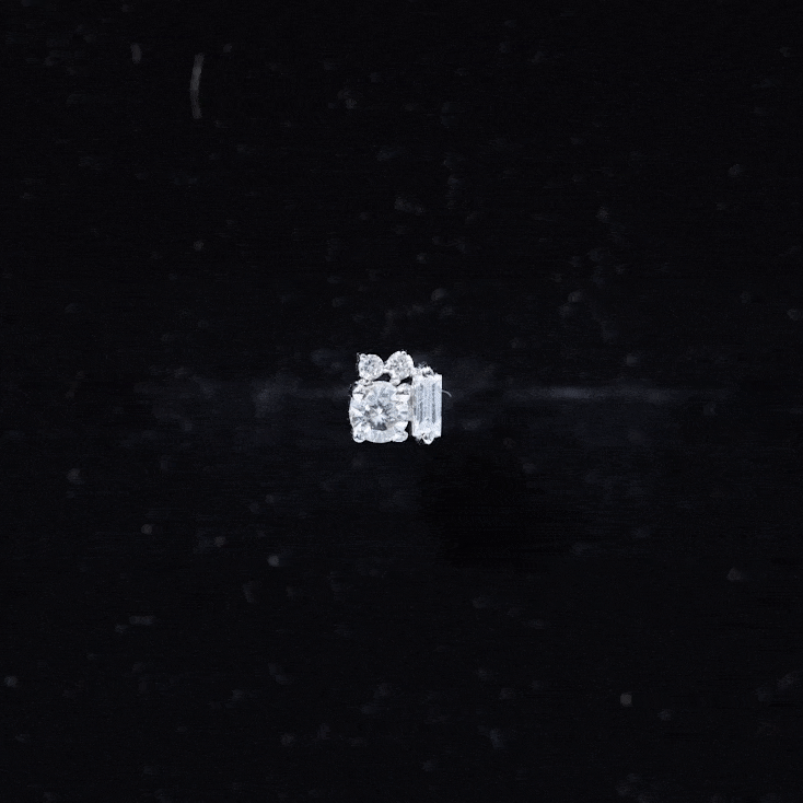 Baguette and Round Moissanite Cluster Tragus Earring D-VS1 - Rosec Jewels