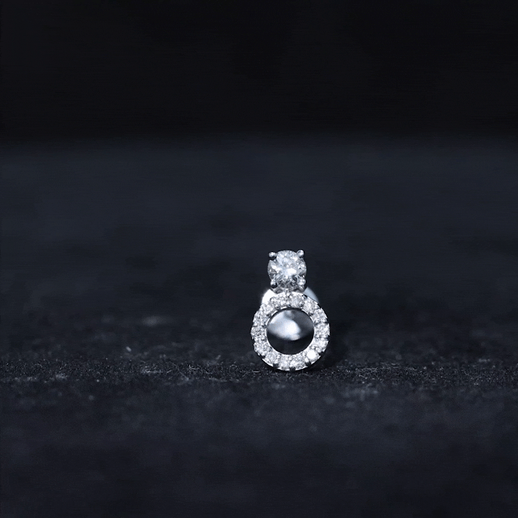 Certified Moissanite Open Circle Cartilage Earring for Women D-VS1 - Rosec Jewels