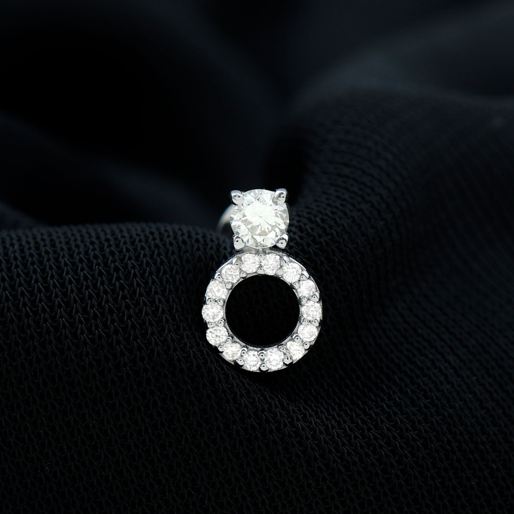 Certified Moissanite Open Circle Cartilage Earring for Women D-VS1 - Rosec Jewels