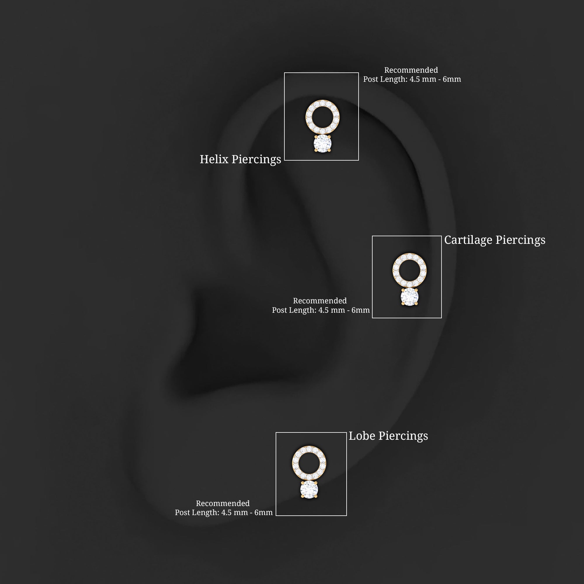 Certified Moissanite Open Circle Cartilage Earring for Women D-VS1 - Rosec Jewels