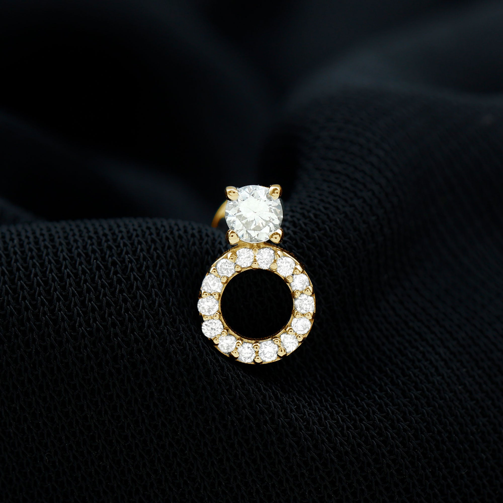Certified Moissanite Open Circle Cartilage Earring for Women D-VS1 - Rosec Jewels