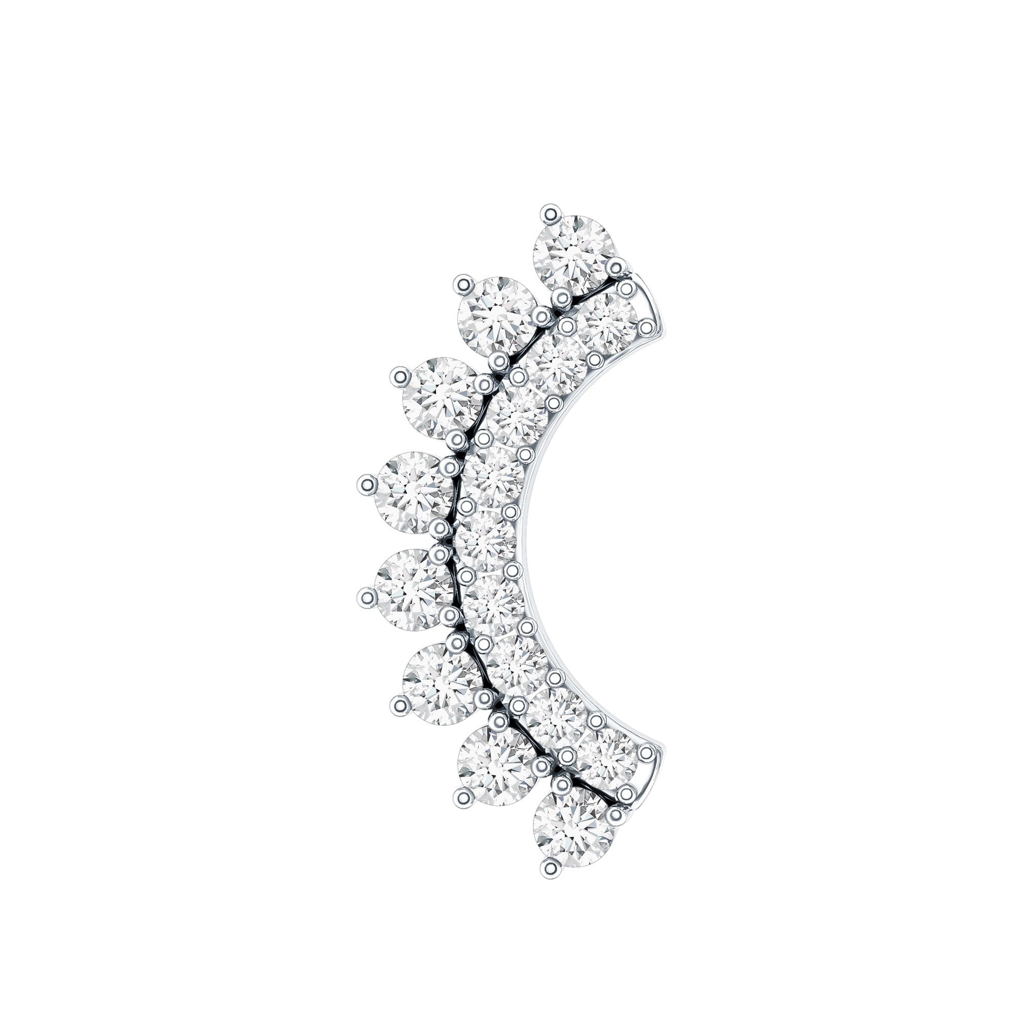 Certified Diamond Curved Cartilage Earring Natural - ( HI-SI ) - Rosec Jewels