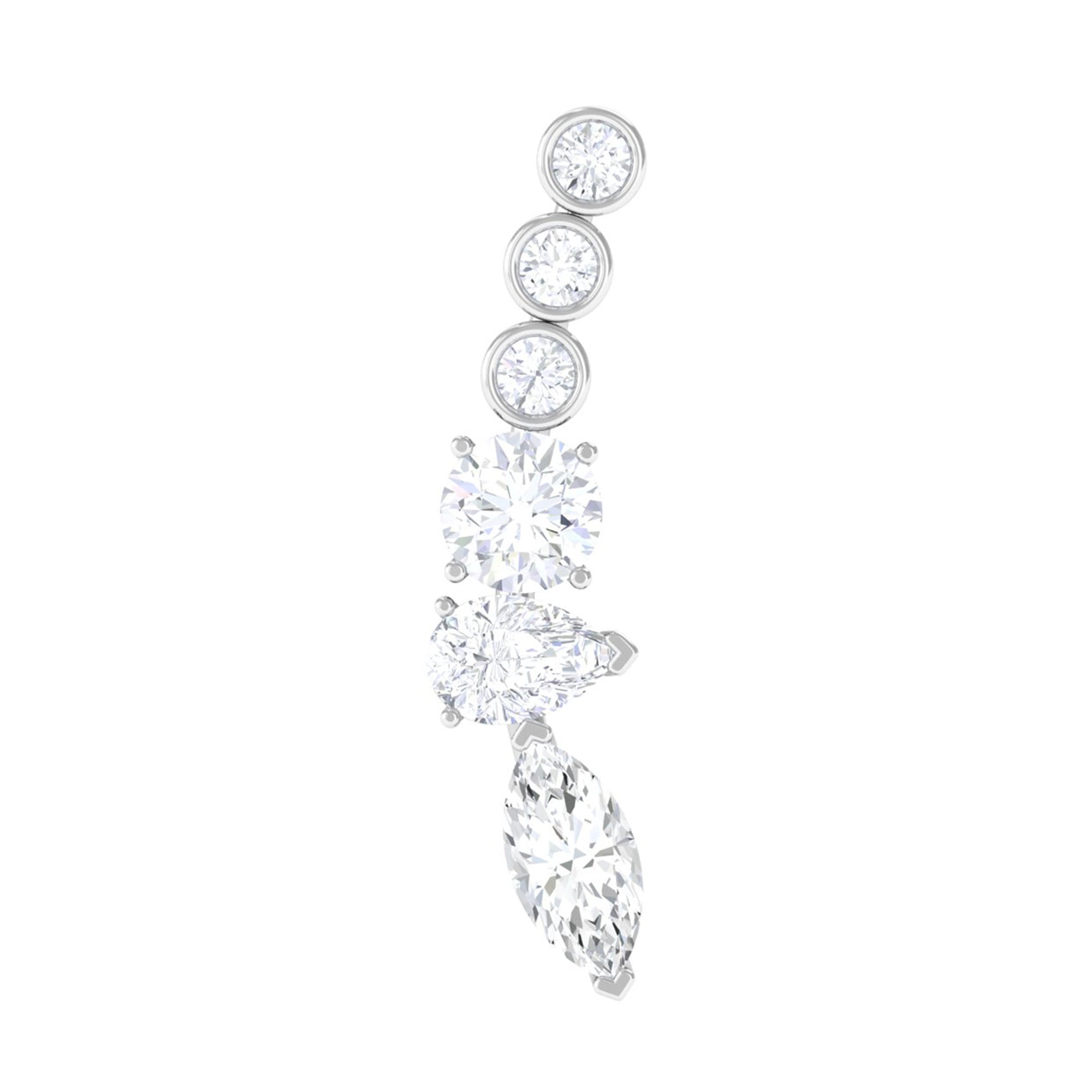 Certified Moissanite Designer Crawler Earring D-VS1 - Rosec Jewels