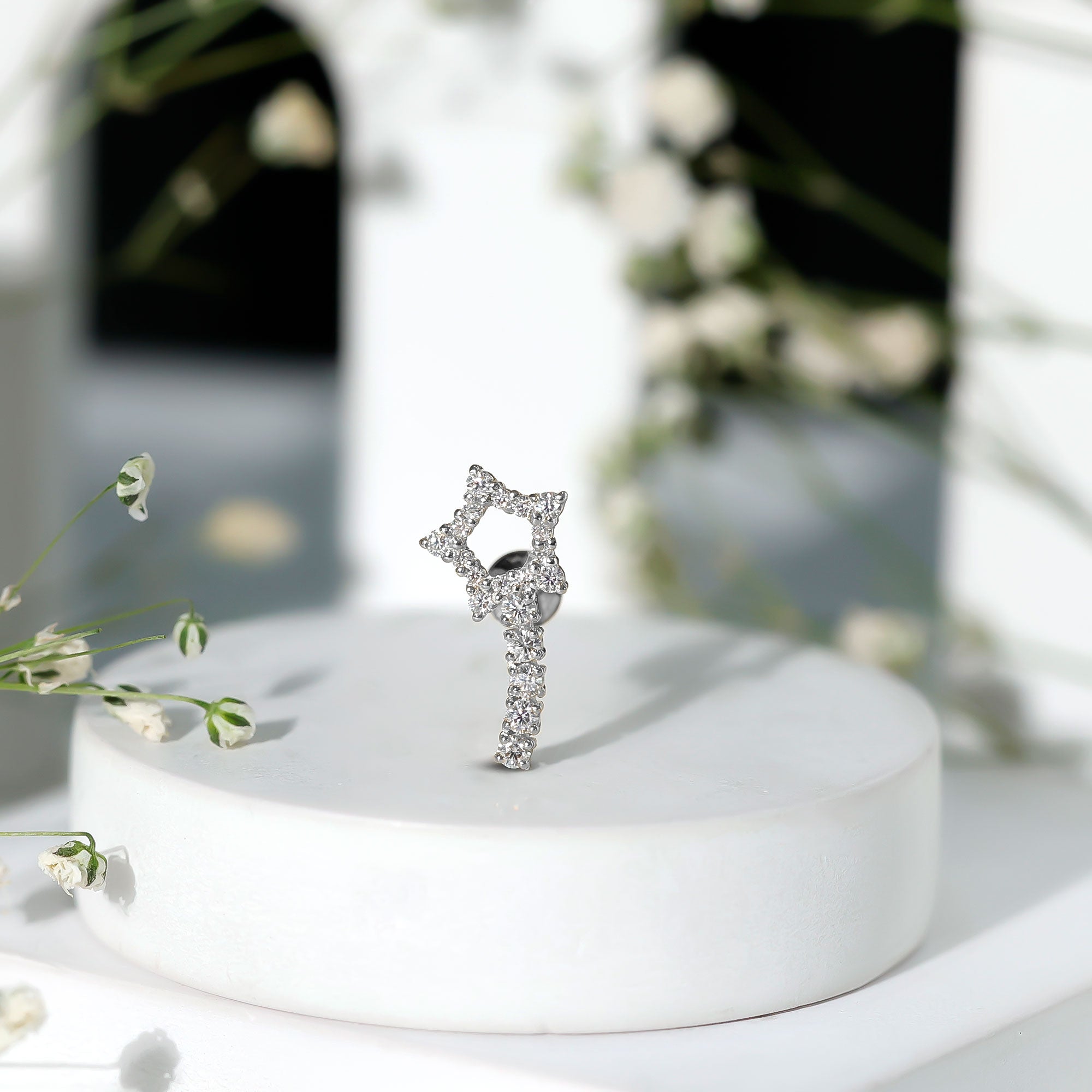 Certified Moissanite Shooting Star Cartilage Earring D-VS1 - Rosec Jewels