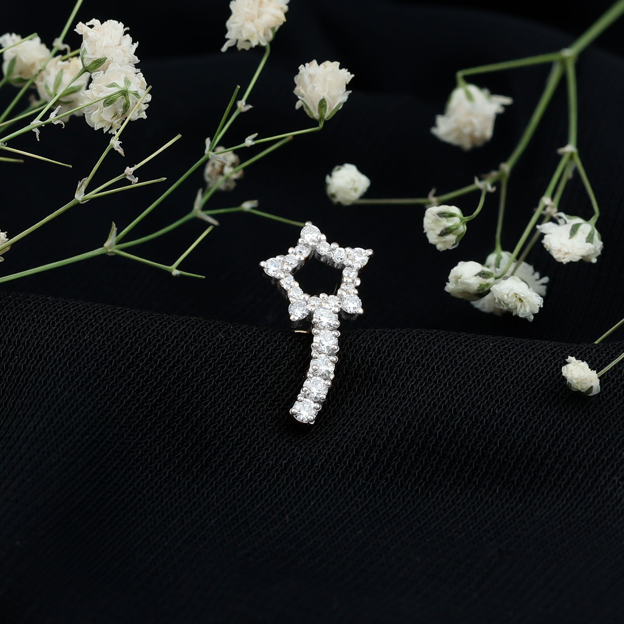 Certified Moissanite Shooting Star Cartilage Earring D-VS1 - Rosec Jewels