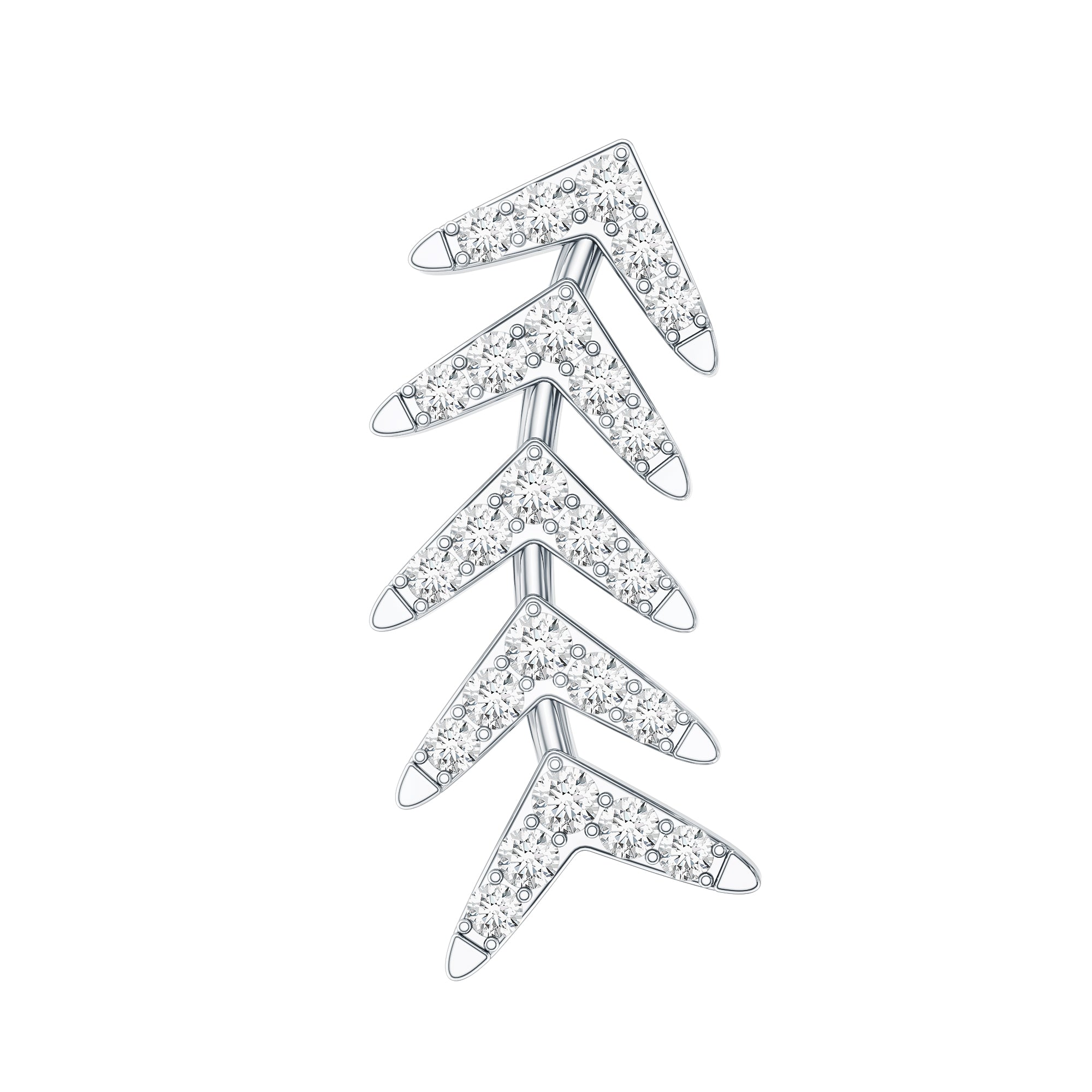 Certified Moissanite Leaf Crawler Earring for Helix Piercing D-VS1 - Rosec Jewels