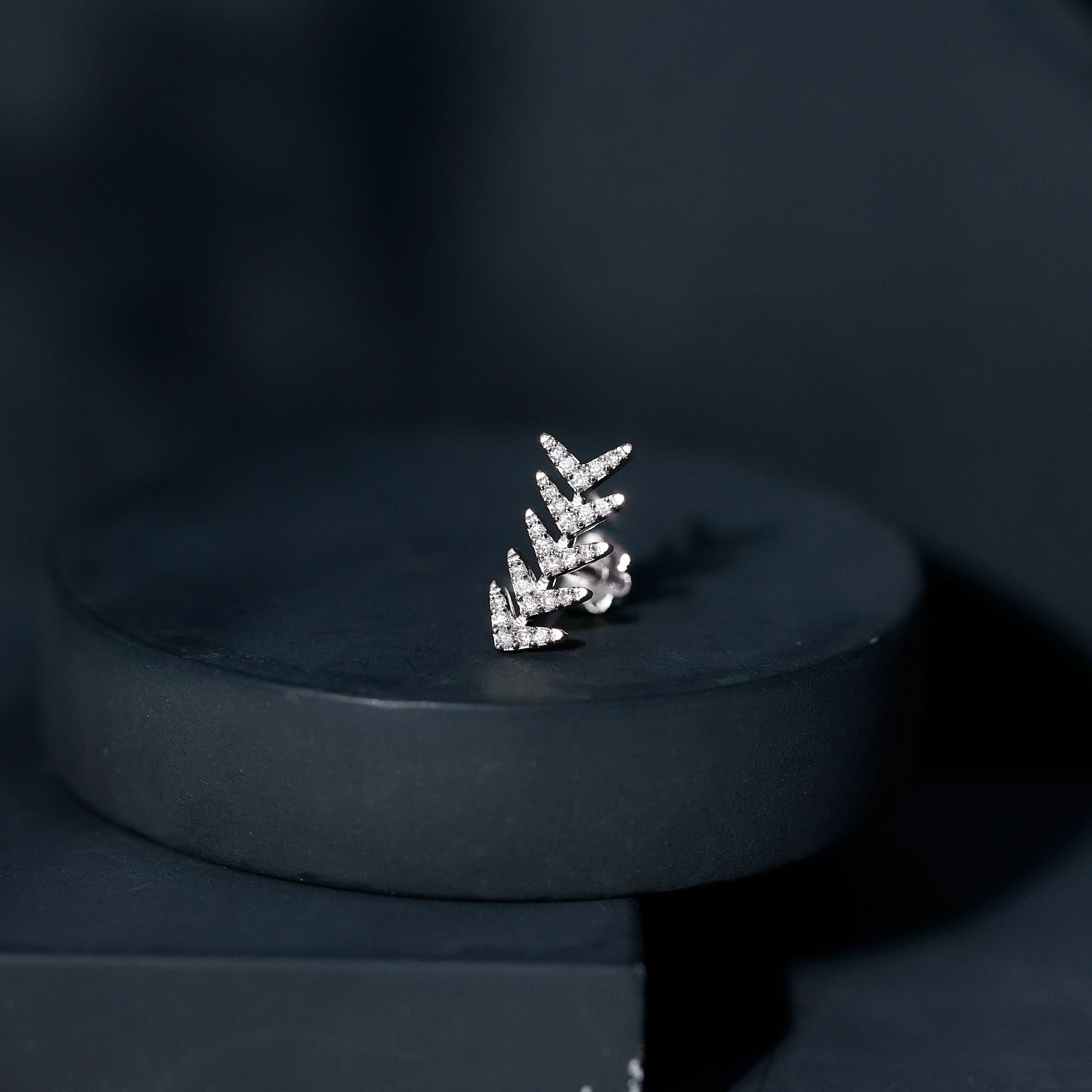 Certified Moissanite Leaf Crawler Earring for Helix Piercing D-VS1 - Rosec Jewels