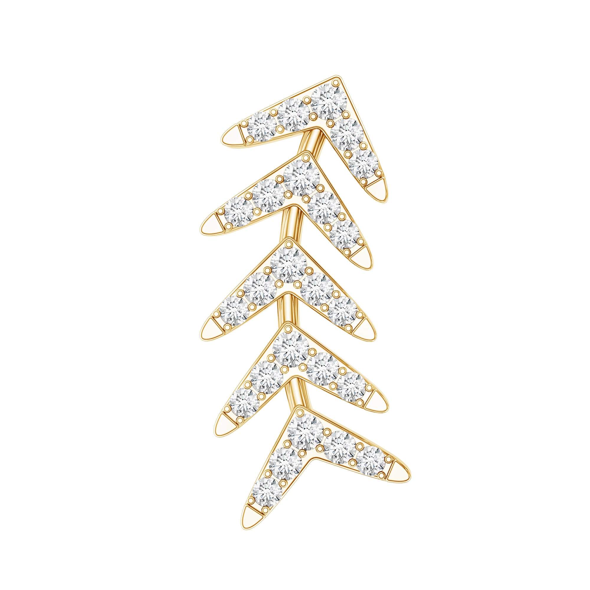 Certified Moissanite Leaf Crawler Earring for Helix Piercing D-VS1 - Rosec Jewels