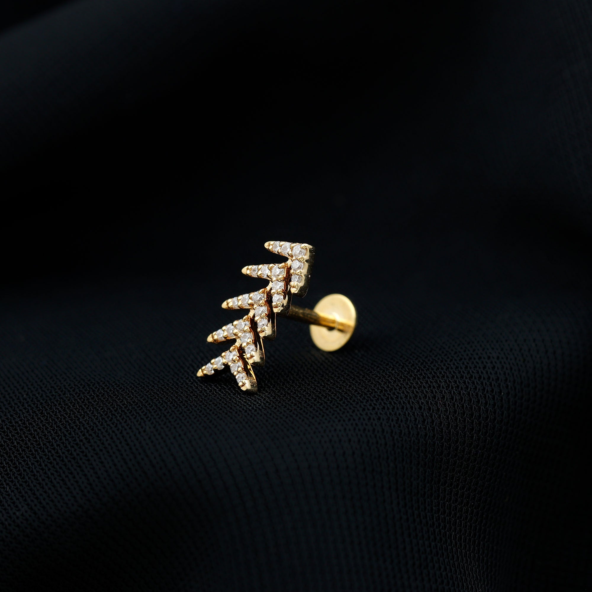 Certified Moissanite Leaf Crawler Earring for Helix Piercing D-VS1 - Rosec Jewels