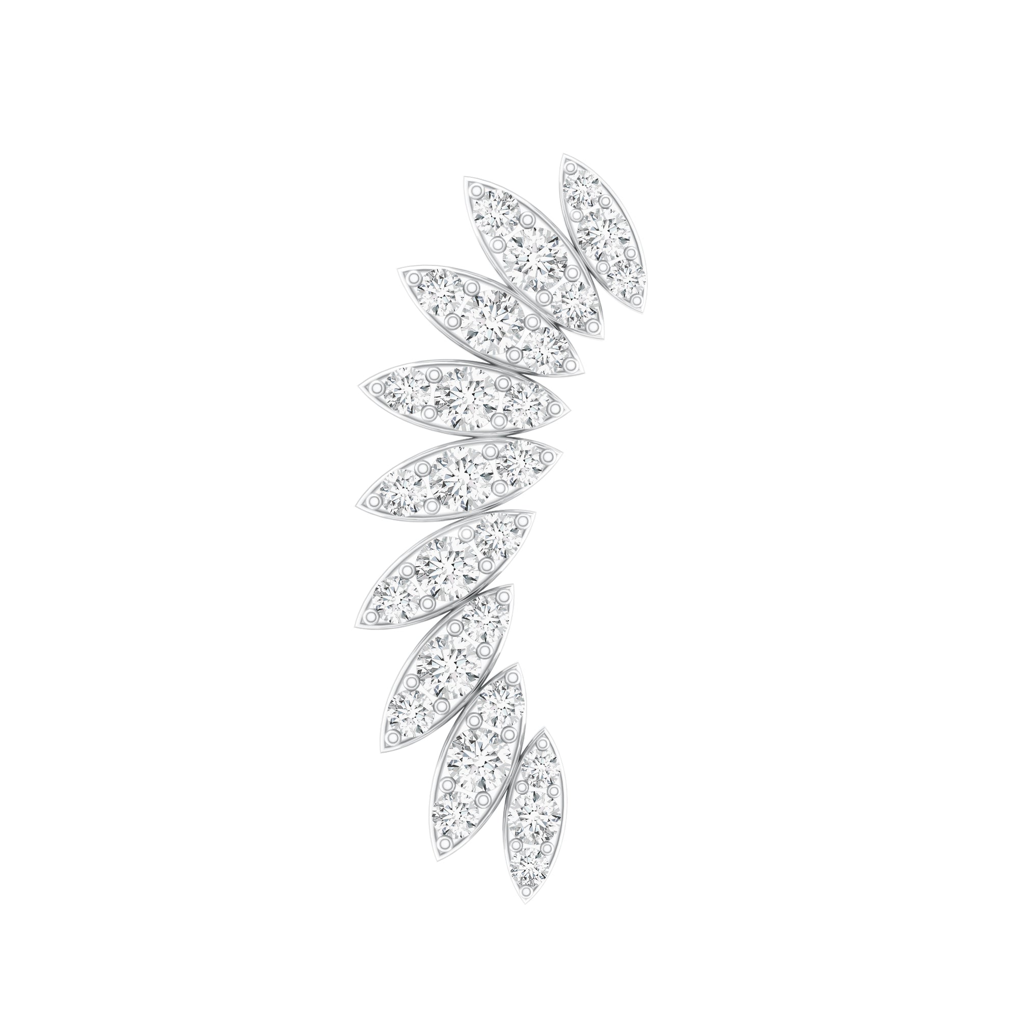 Certified Moissanite Feather Climber Cartilage Earring D-VS1 - Rosec Jewels
