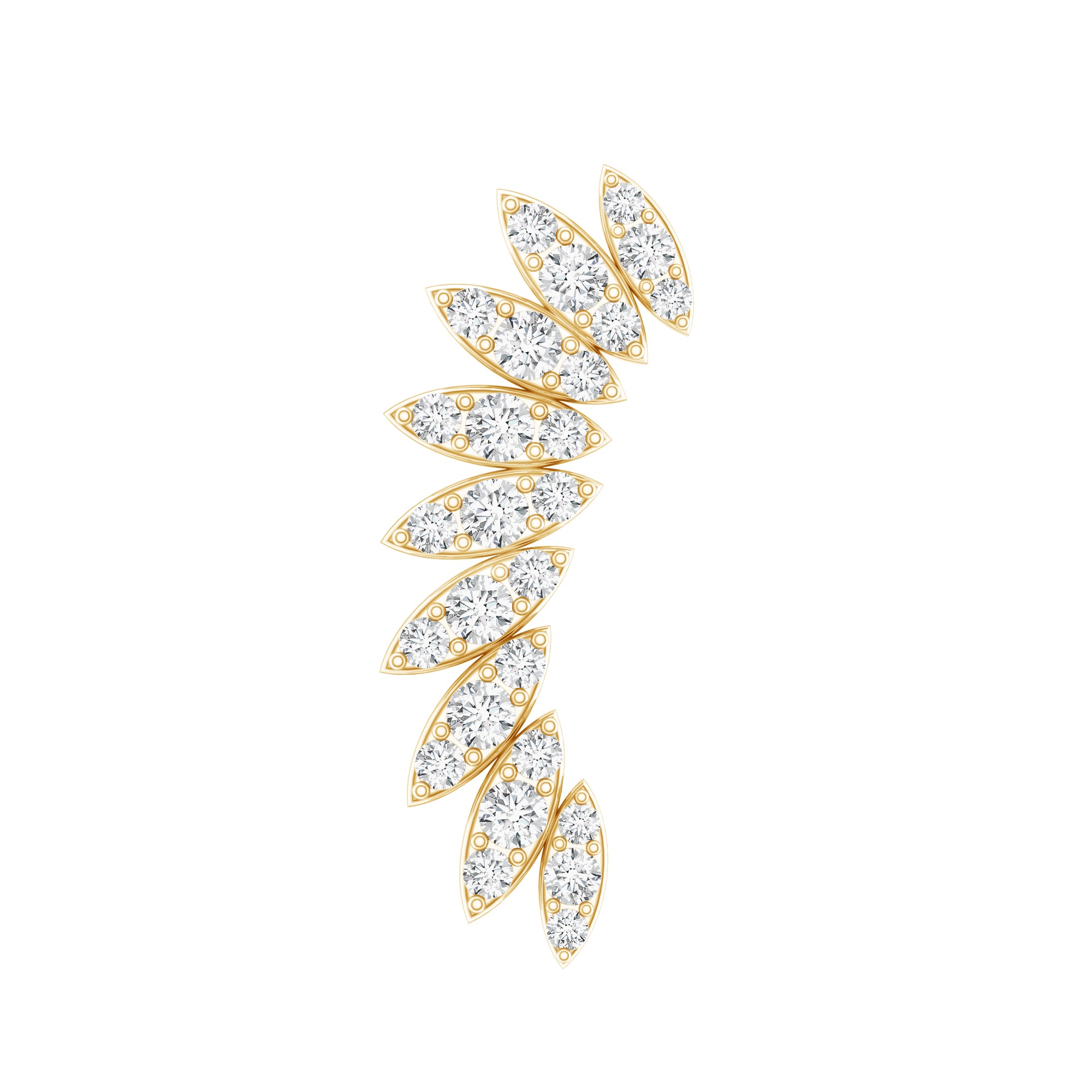 Certified Moissanite Feather Climber Cartilage Earring D-VS1 - Rosec Jewels