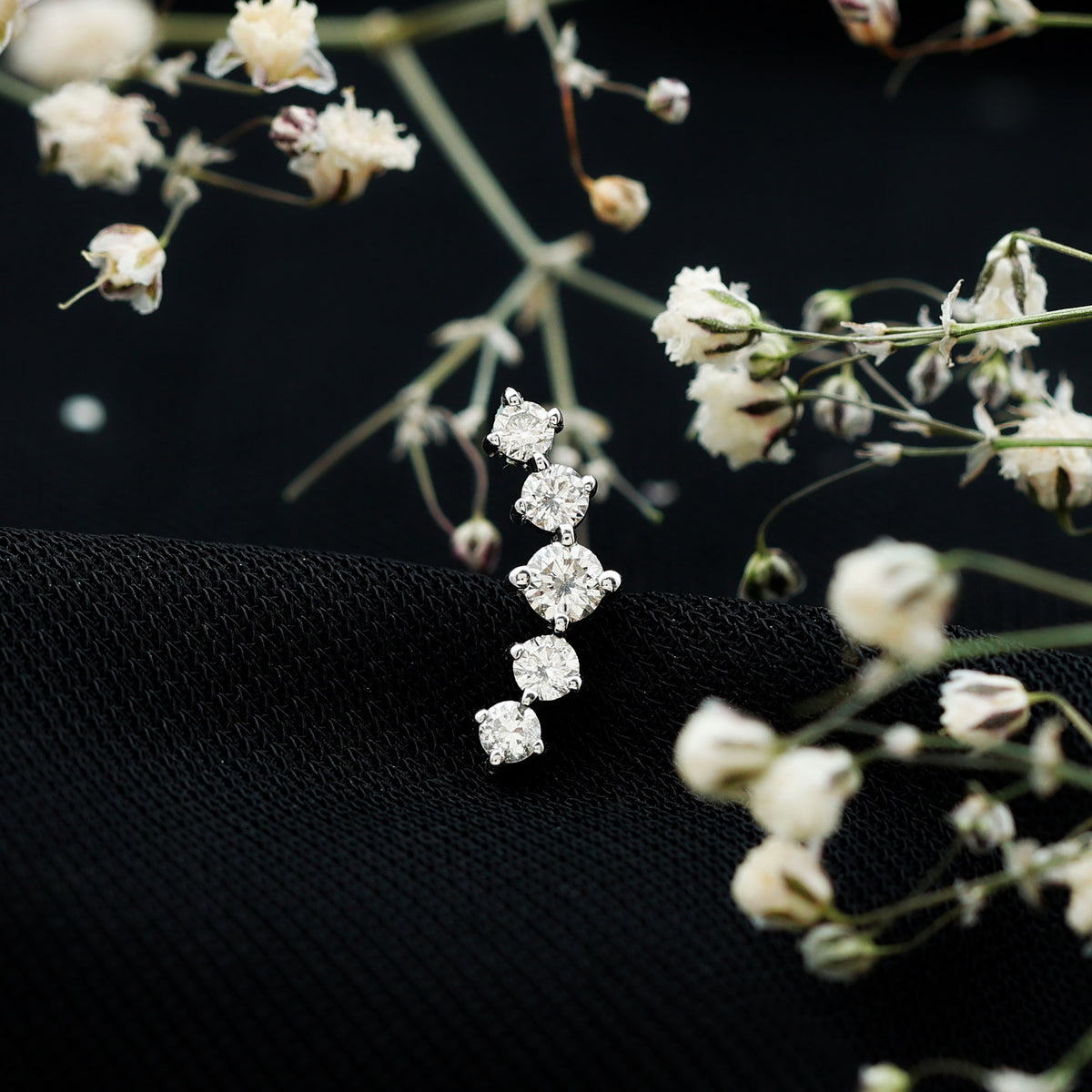 Graduated Style Diamond Crawler Earring for Women Natural - ( HI-SI ) - Rosec Jewels