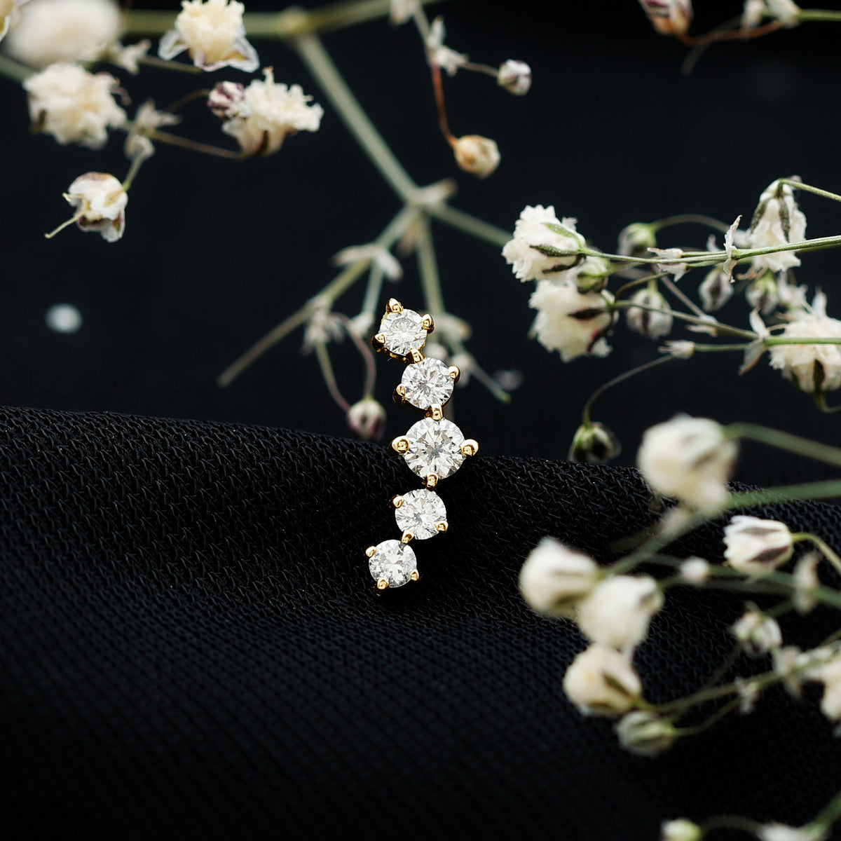 Graduated Style Diamond Crawler Earring for Women Natural - ( HI-SI ) - Rosec Jewels