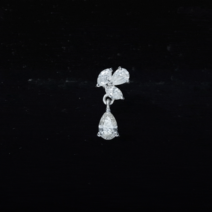 Natural Diamond Teardrop Cartilage Earring With Certificate Natural - ( HI-SI ) - Rosec Jewels