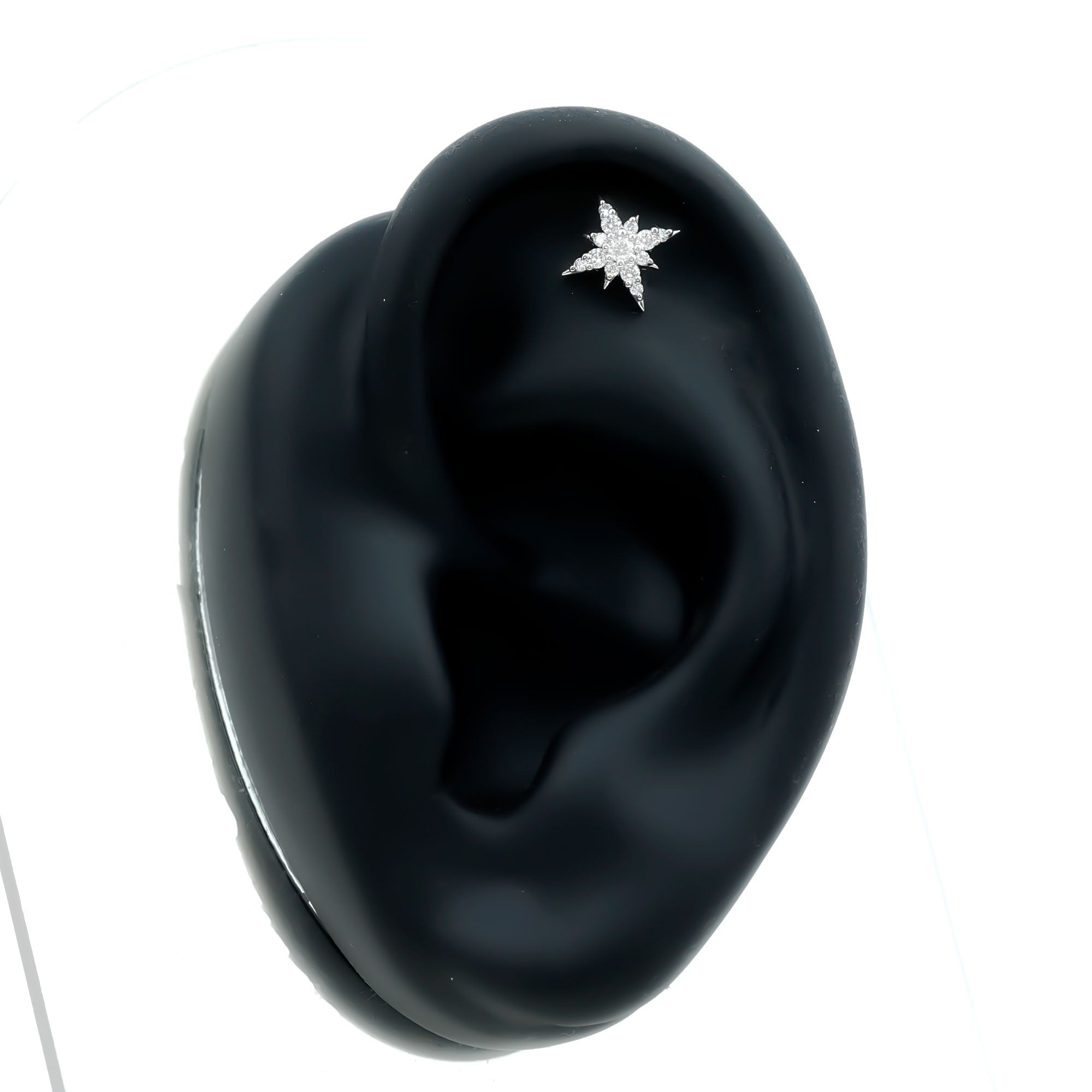 Moissanite Starburst Cartilage Earring with Flat Back D-VS1 - Rosec Jewels