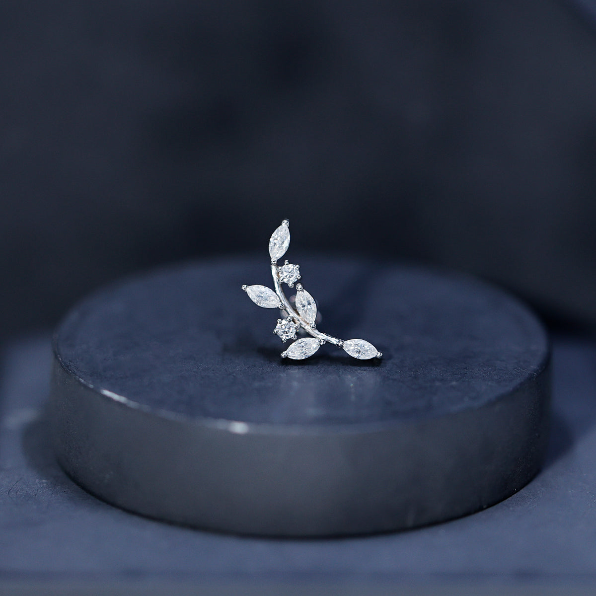 Womens Marquise Diamond Leaf Crawler Earring Natural - ( HI-SI ) - Rosec Jewels
