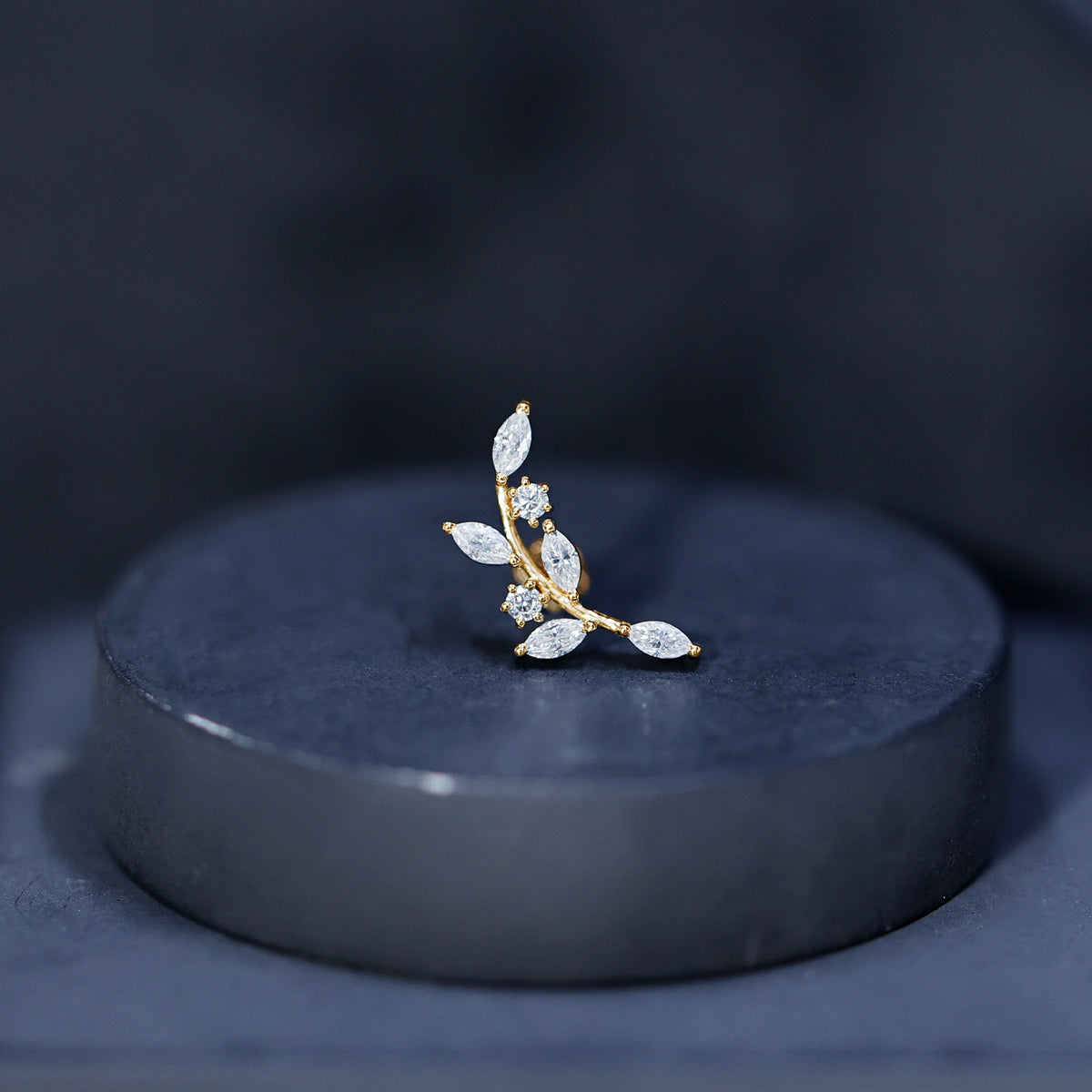 Womens Marquise Diamond Leaf Crawler Earring Natural - ( HI-SI ) - Rosec Jewels