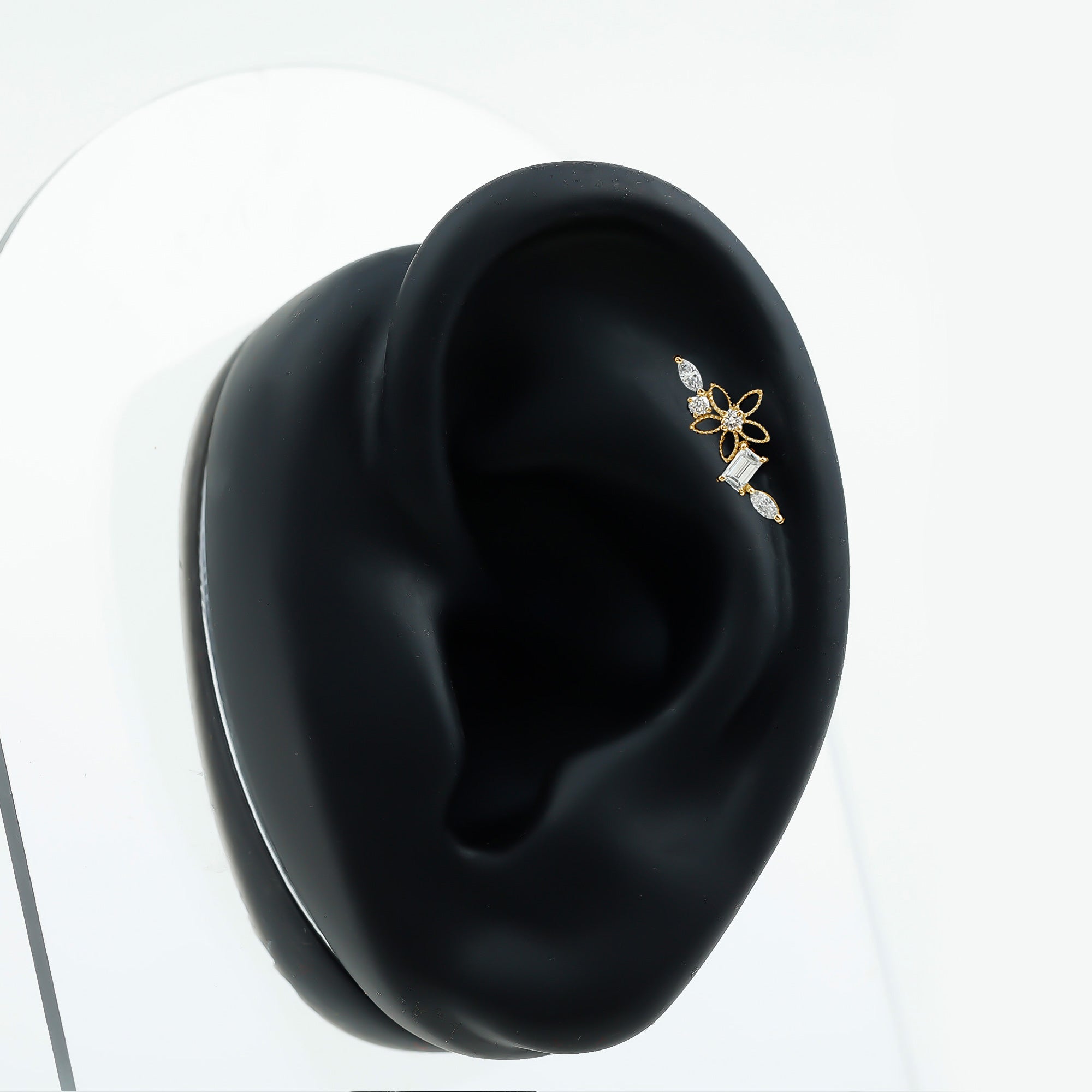 Unique Moissanite Flower Crawler Cartilage Earring D-VS1 - Rosec Jewels