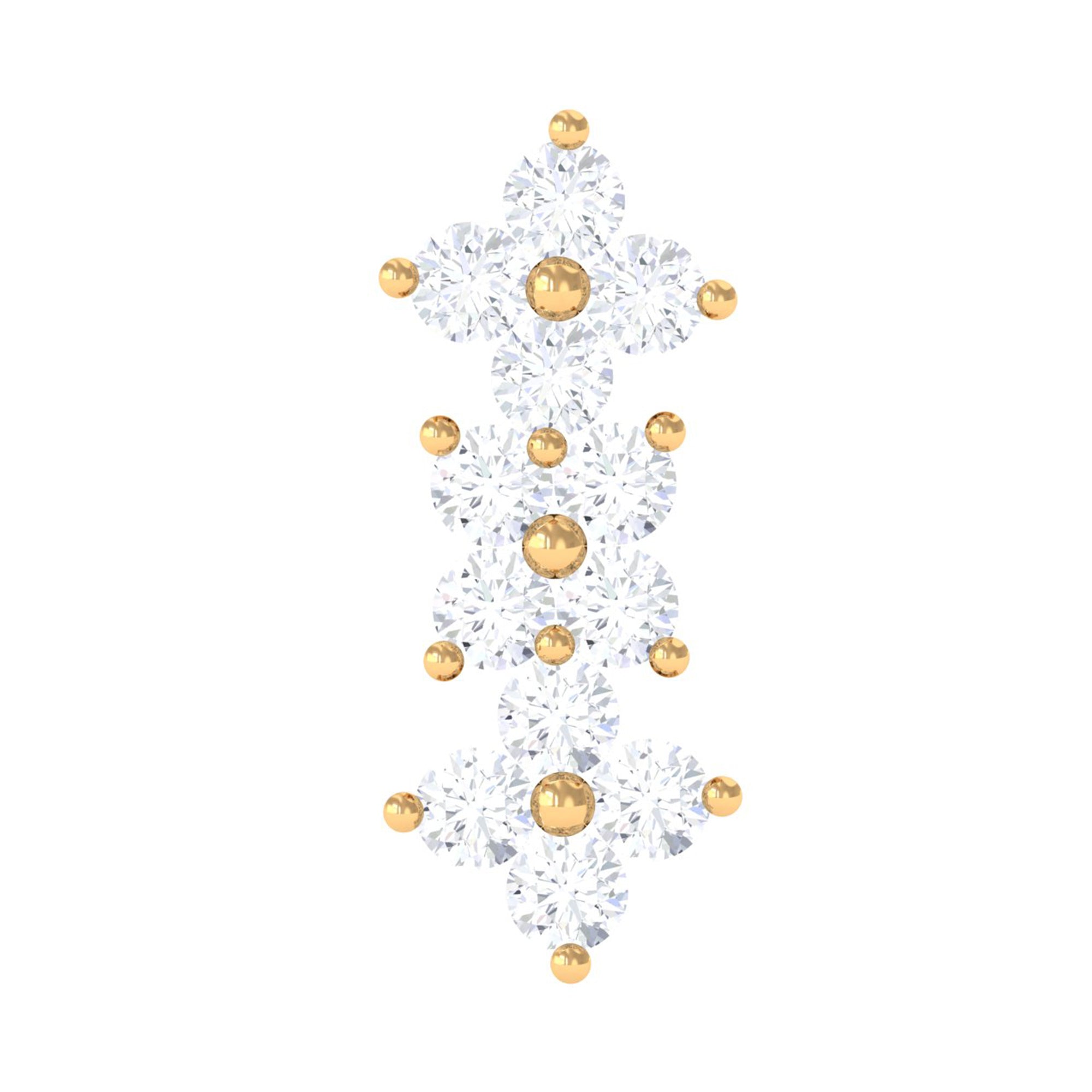 Dainty Moissanite Flower Helix Crawler Earring D-VS1 - Rosec Jewels