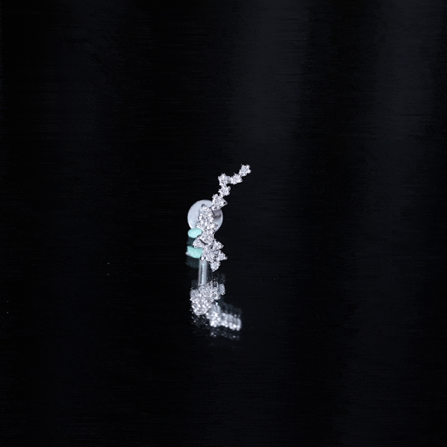 Natural Diamond Cluster Crawler Earring for Helix Piercing Natural - ( HI-SI ) - Rosec Jewels